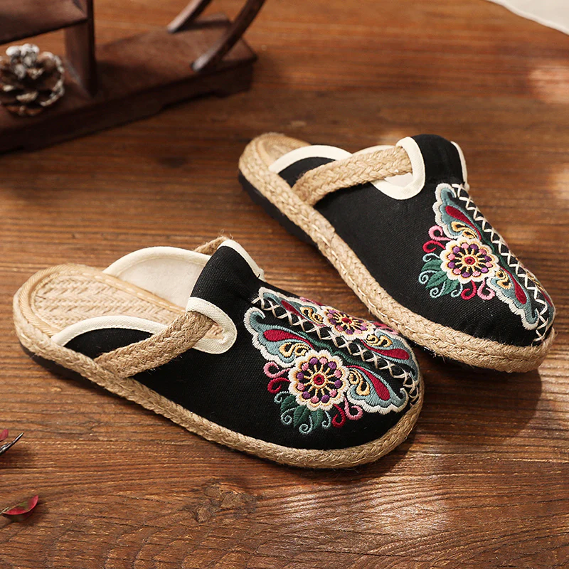 Cactus Rose | Abstract Embroidered Mules Slides Clogs - Image 10