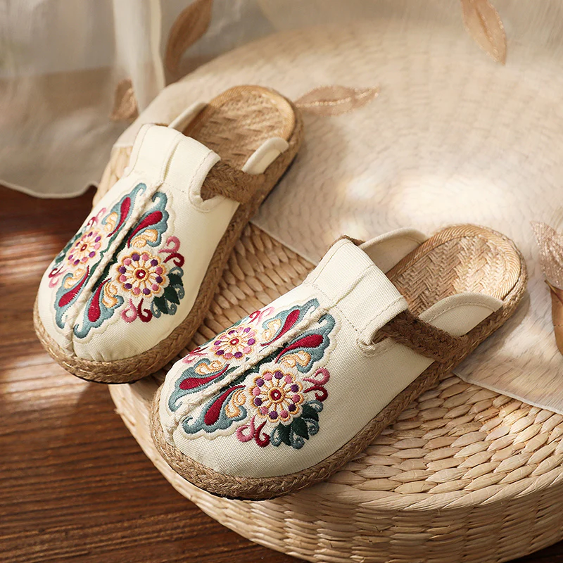 Cactus Rose | Abstract Embroidered Mules Slides Clogs - Image 2