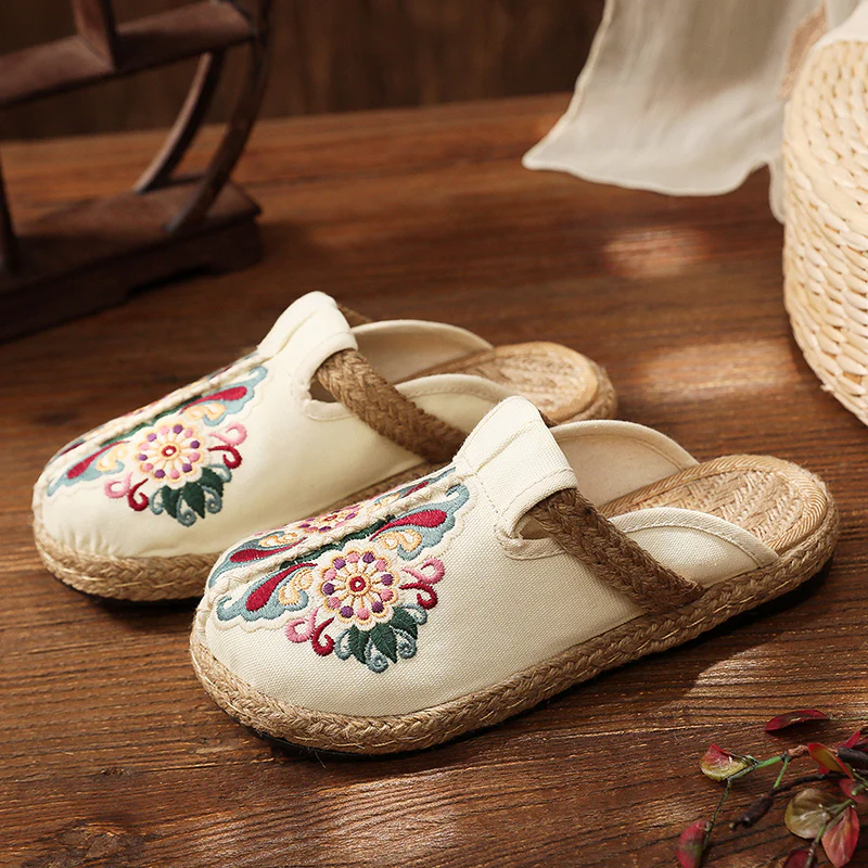 Cactus Rose | Abstract Embroidered Mules Slides Clogs - Image 3