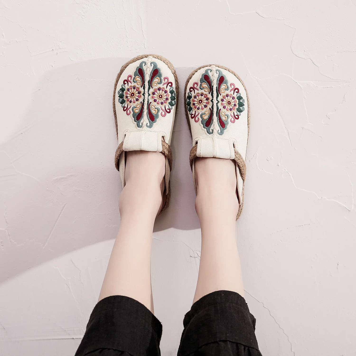 Cactus Rose | Abstract Embroidered Mules Slides Clogs - Image 4