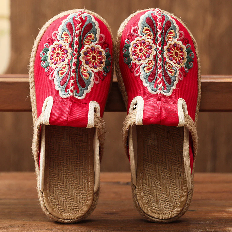 Cactus Rose | Abstract Embroidered Mules Slides Clogs - Image 6