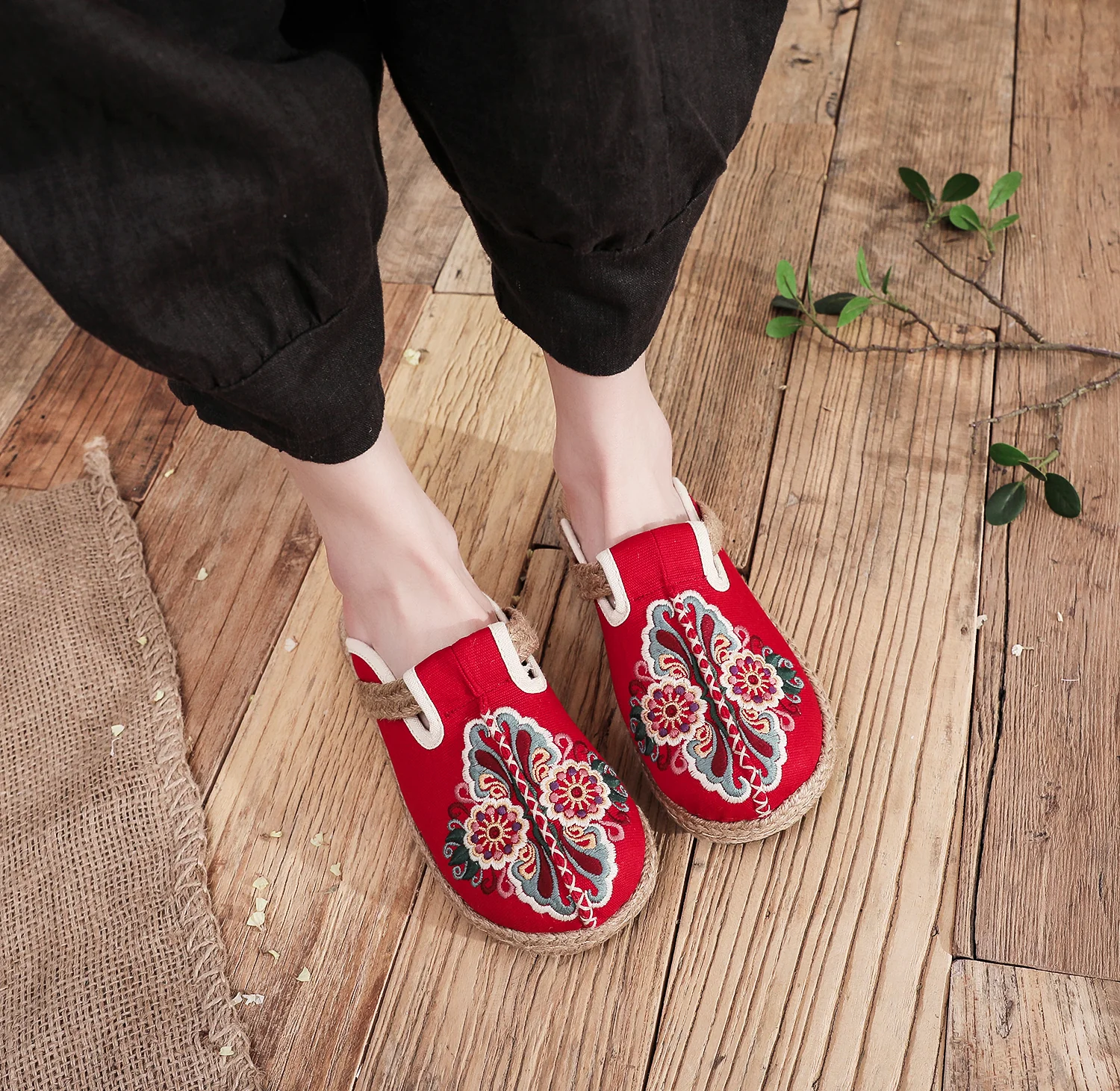 Cactus Rose | Abstract Embroidered Mules Slides Clogs - Image 8