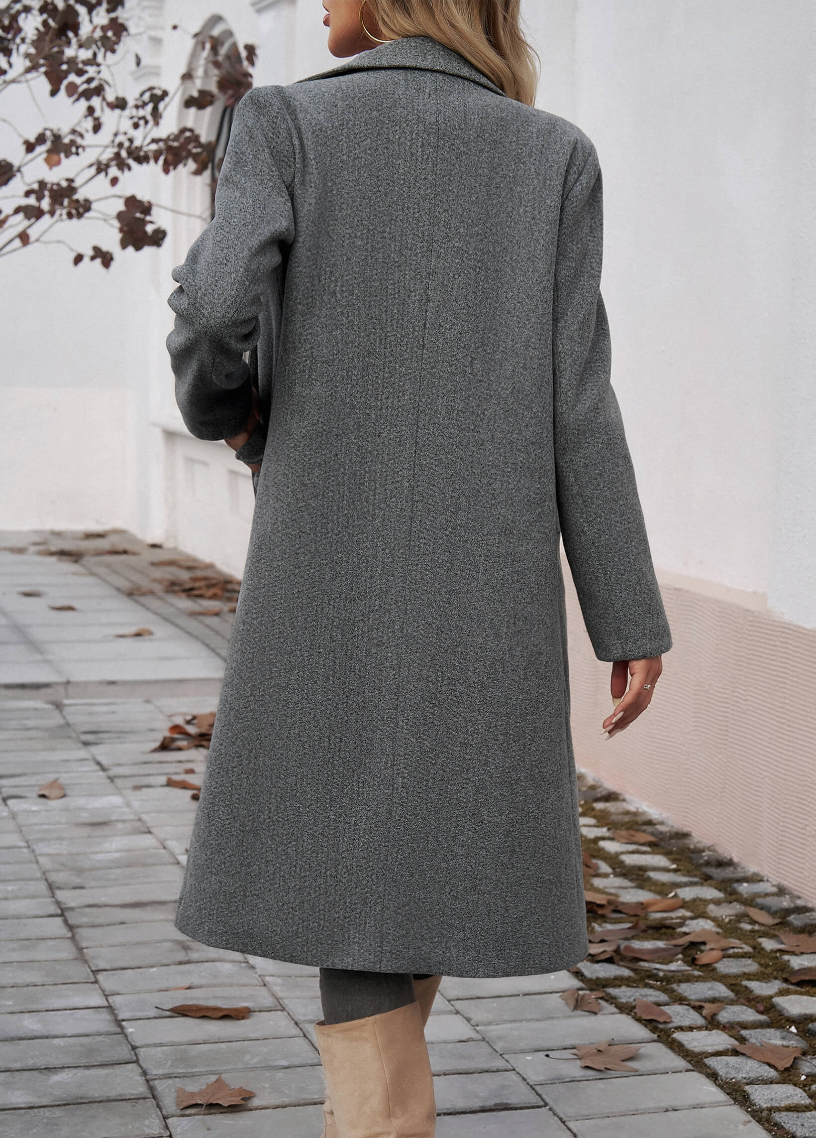 Adri Longline Pocketed Coat - Grey - Image 6