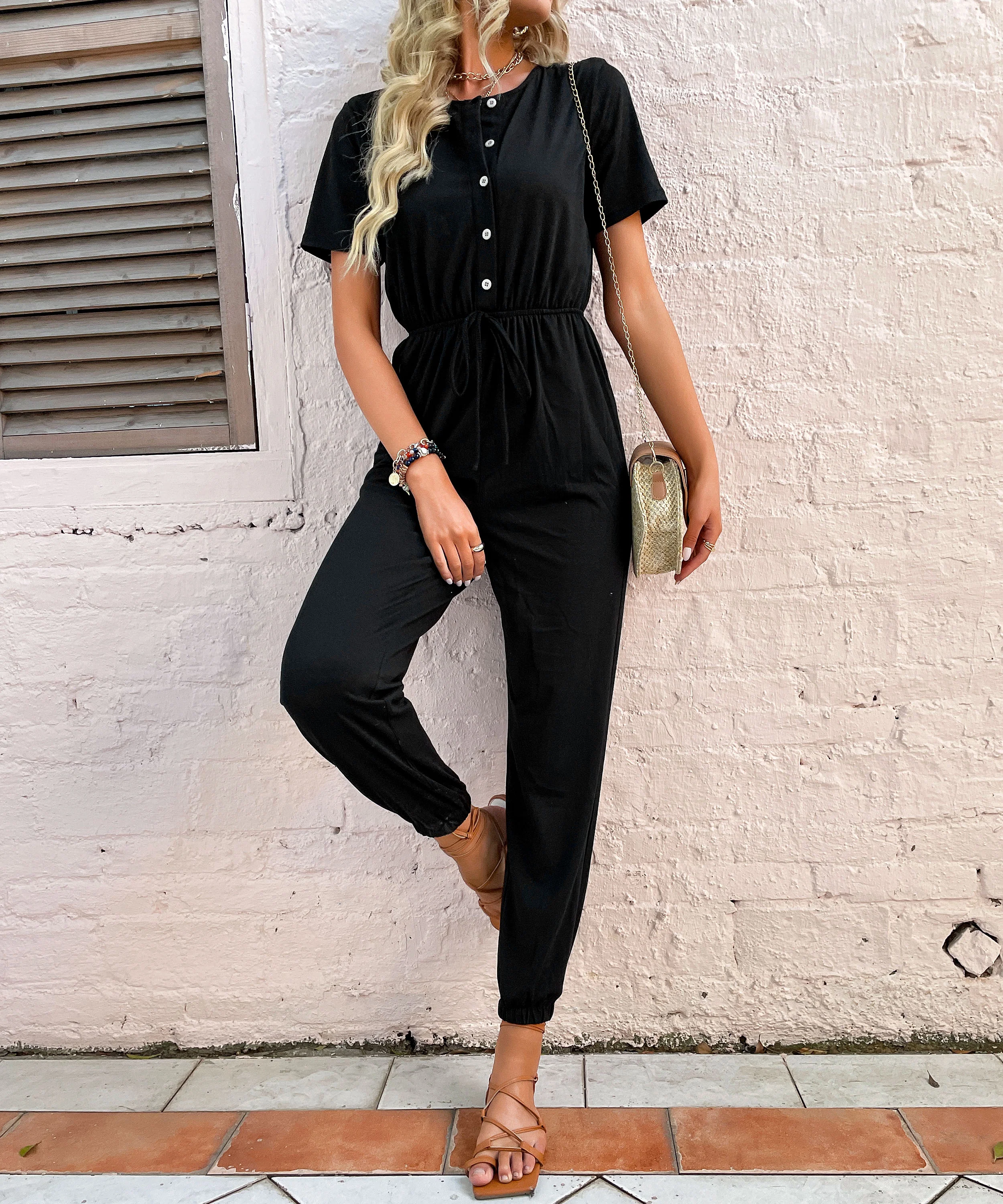 ADVENTURER COTTON BLEND JUMPSUIT - BLACK - Image 3