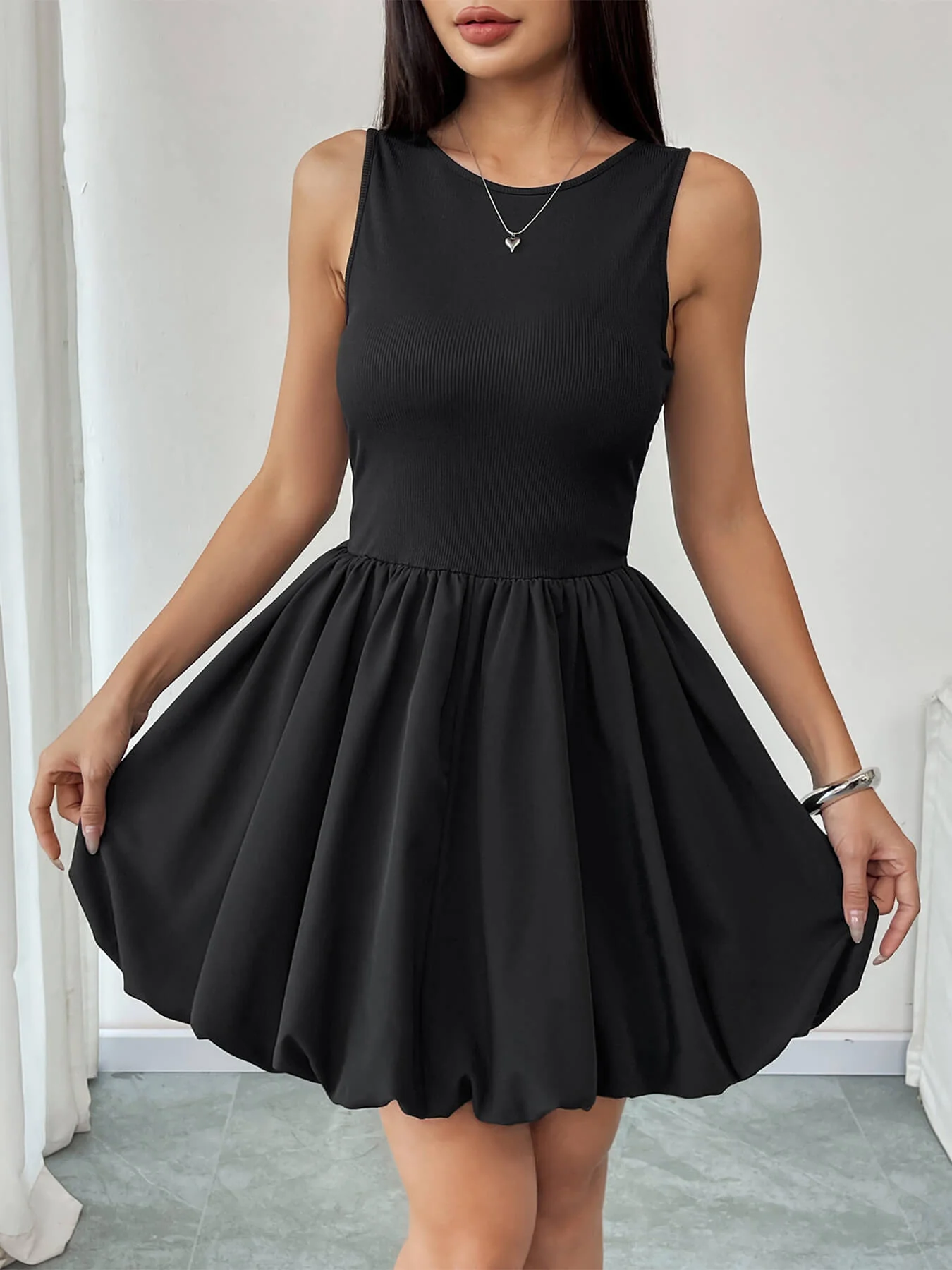 Aileen Fit And Flare Puffy Skirt Mini Dress - Image 2