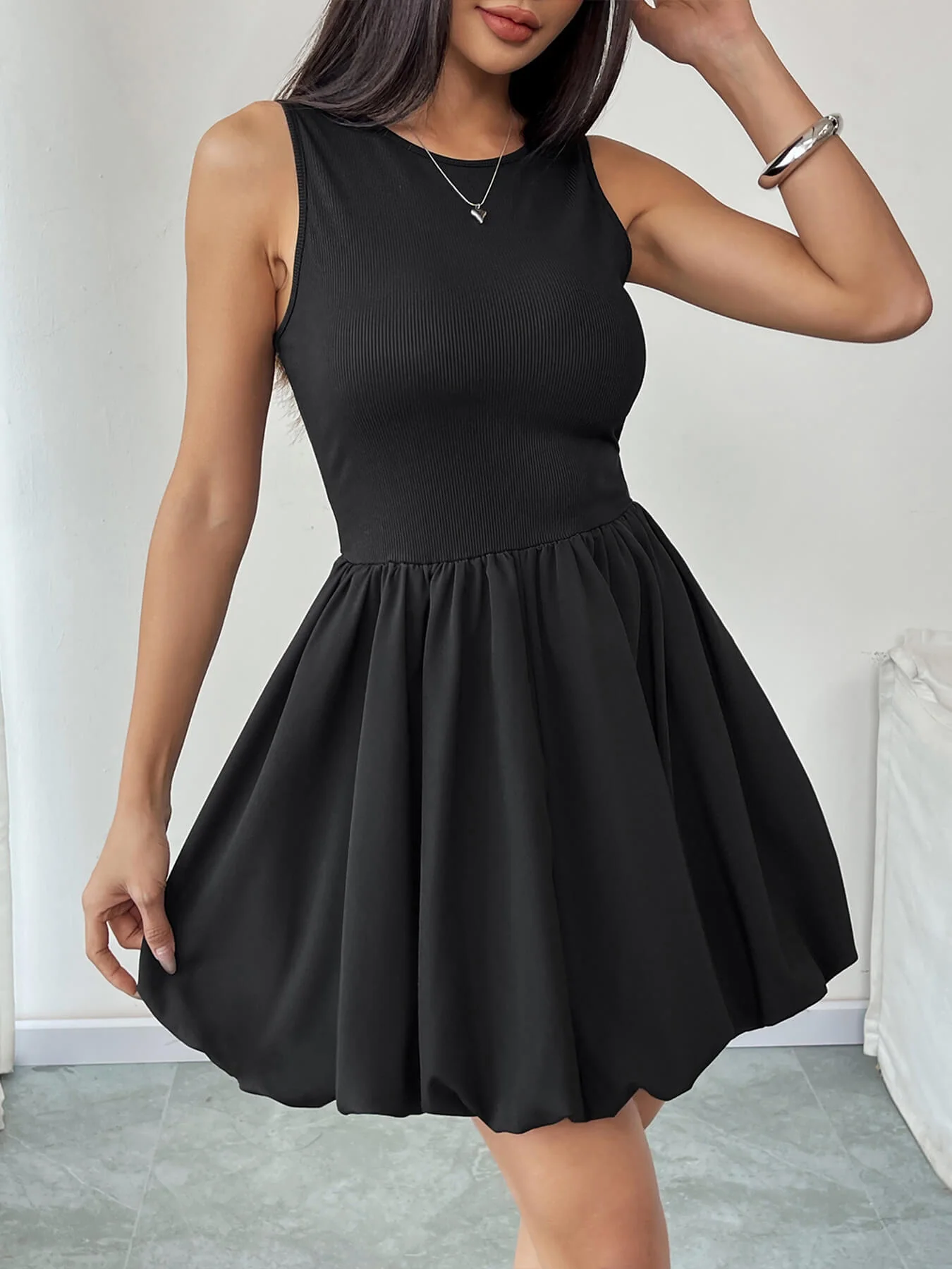 Aileen Fit And Flare Puffy Skirt Mini Dress - Image 3