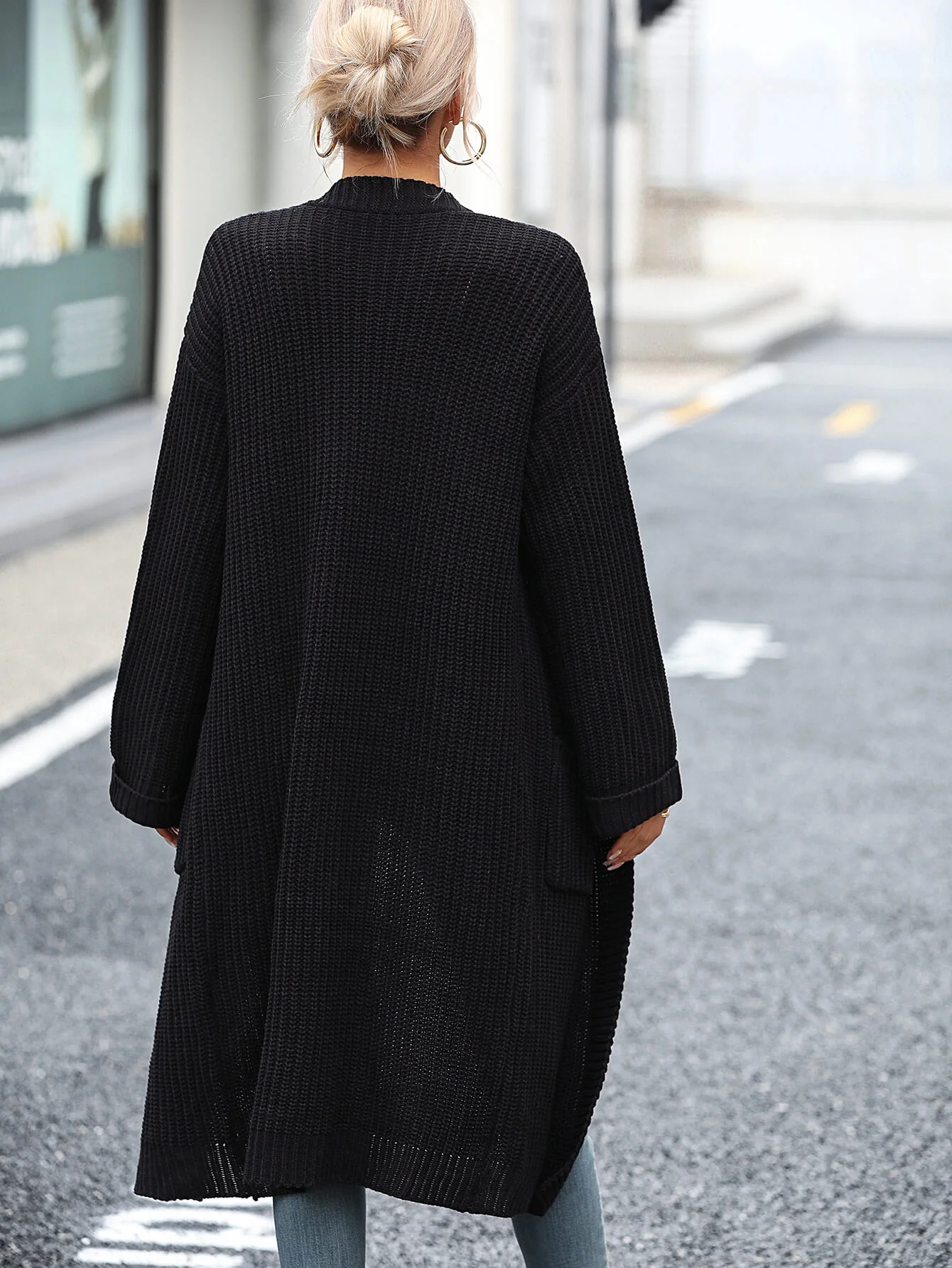Alexia Pocketed Knit Cardigan - Black - Image 3