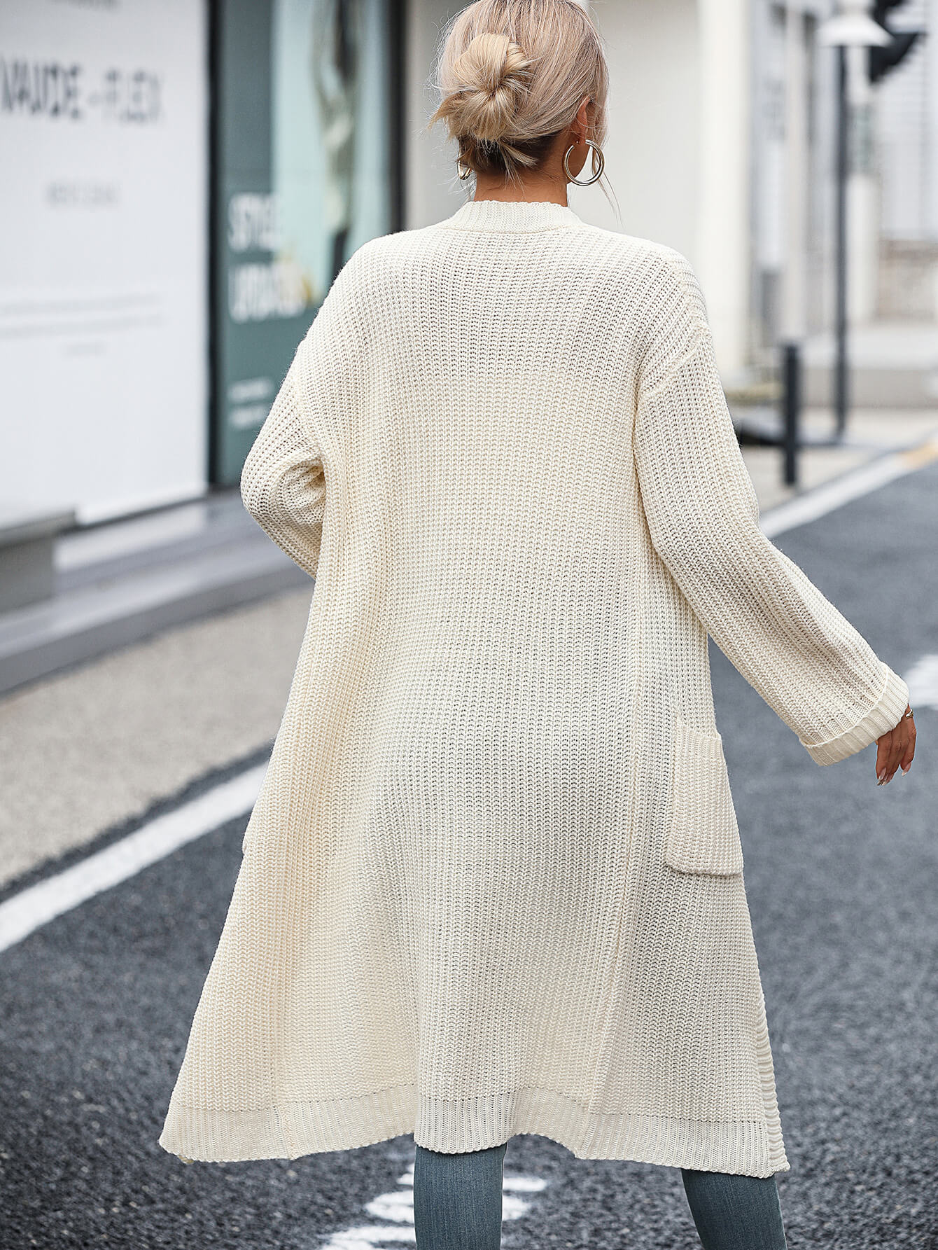 Alexia Pocketed Knit Cardigan - Cream - Image 3