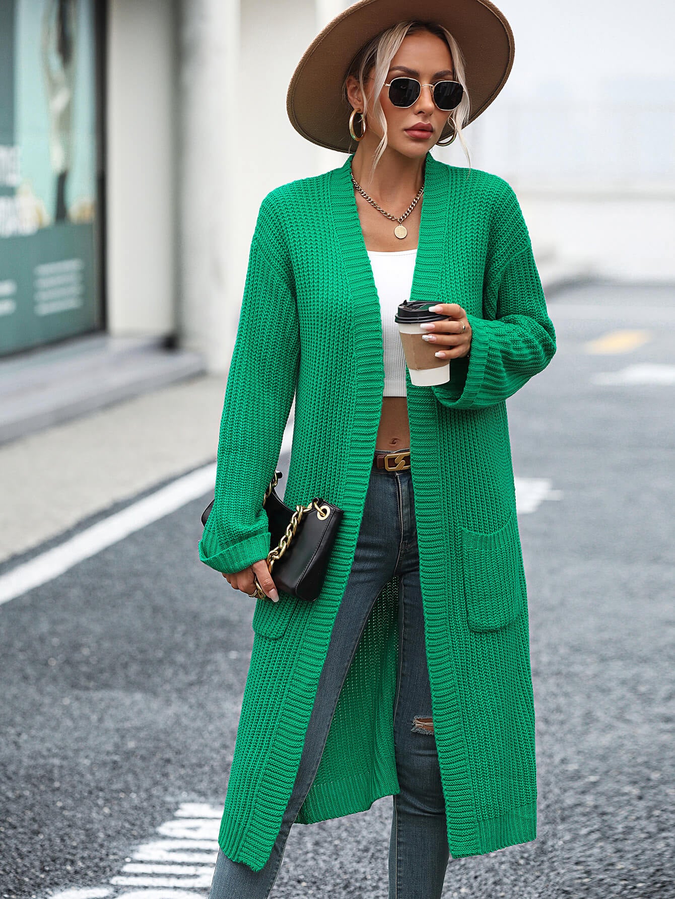 Alexia Pocketed Knit Cardigan - Green - Image 5