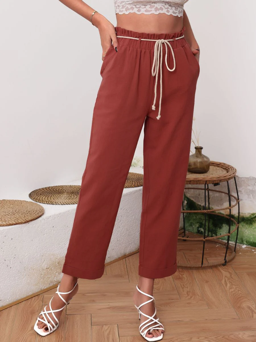 ALMA LINEN PANTS - RUST - Image 3