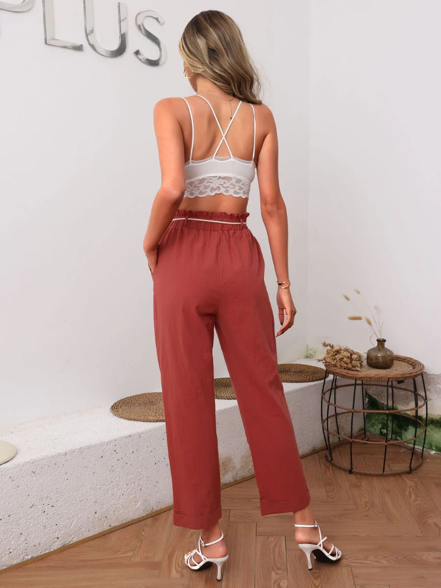 ALMA LINEN PANTS - RUST - Image 5