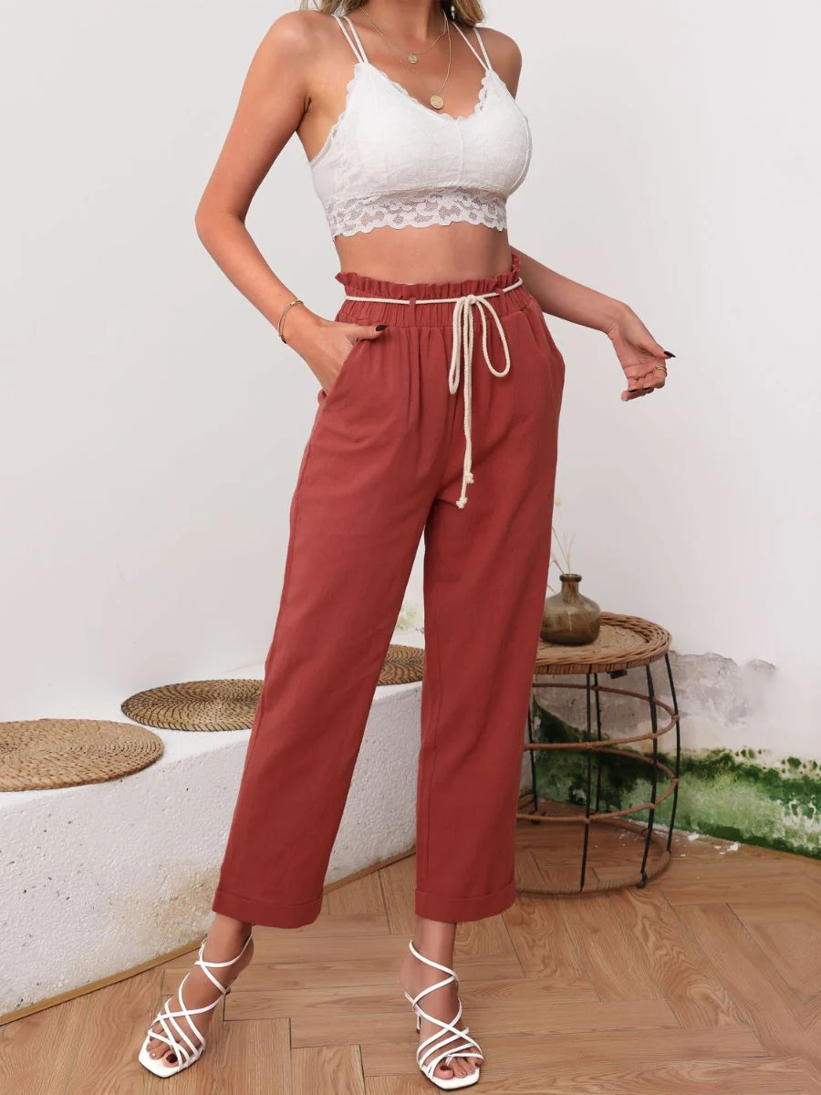 ALMA LINEN PANTS - RUST - Image 6