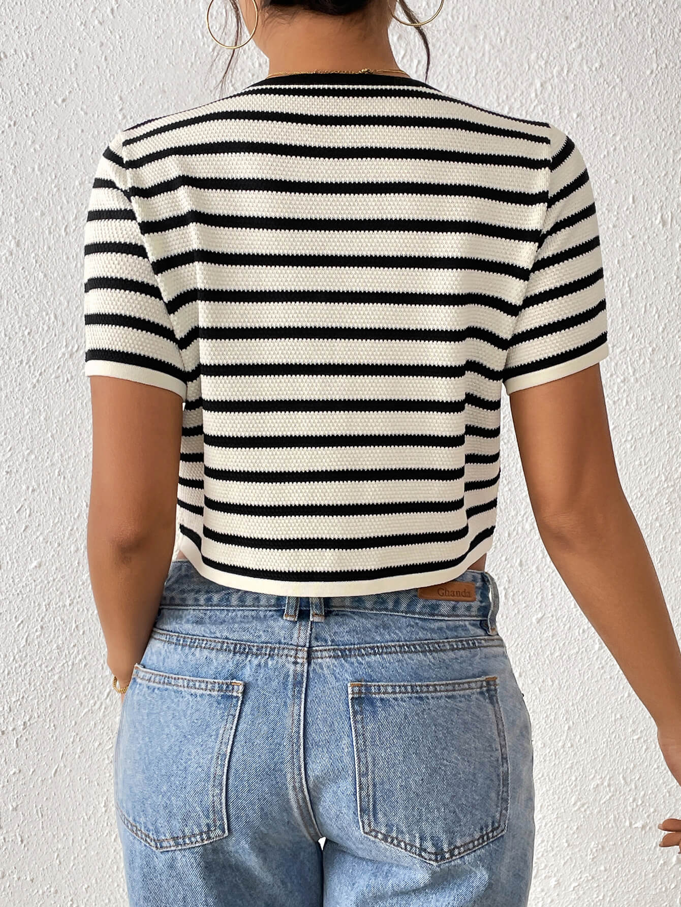 Almina Front Tie Stripe Top - Image 8