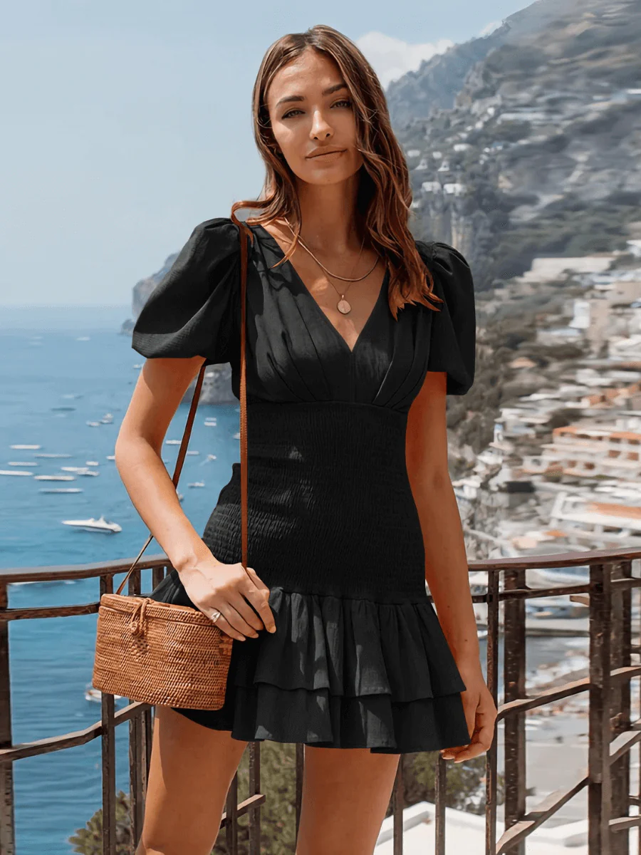 Always A Good Time Smocked Mini Dress - Black - Image 2