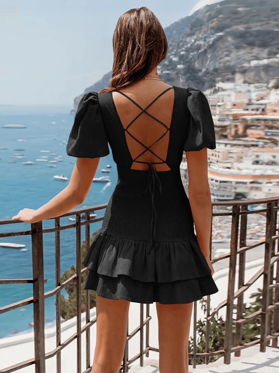 Always A Good Time Smocked Mini Dress - Black - Image 4