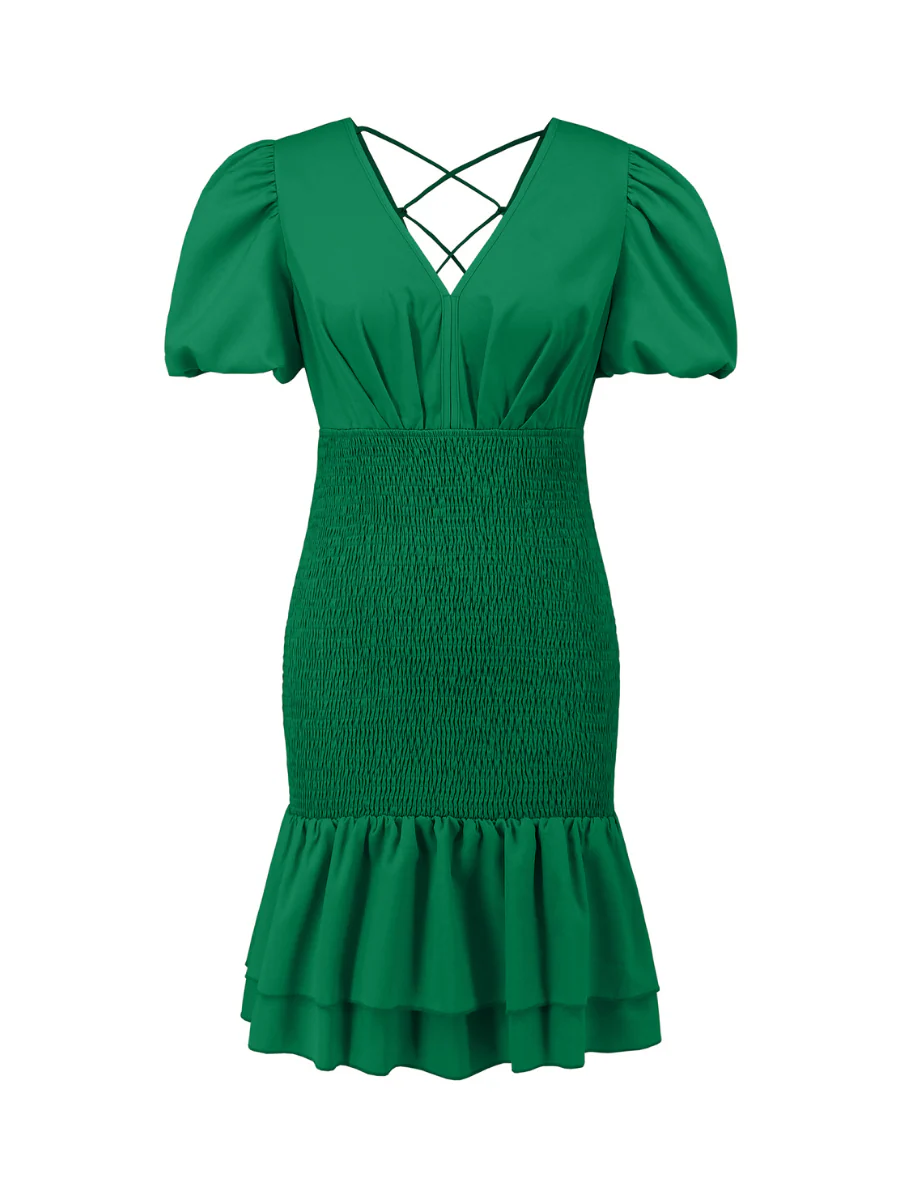 Always A Good Time Smocked Mini Dress - Green - Image 4