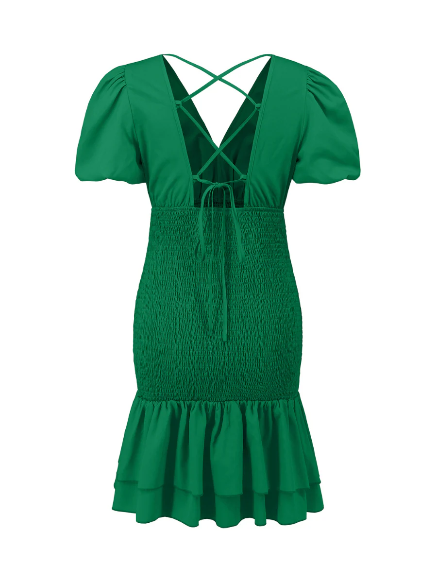 Always A Good Time Smocked Mini Dress - Green - Image 5