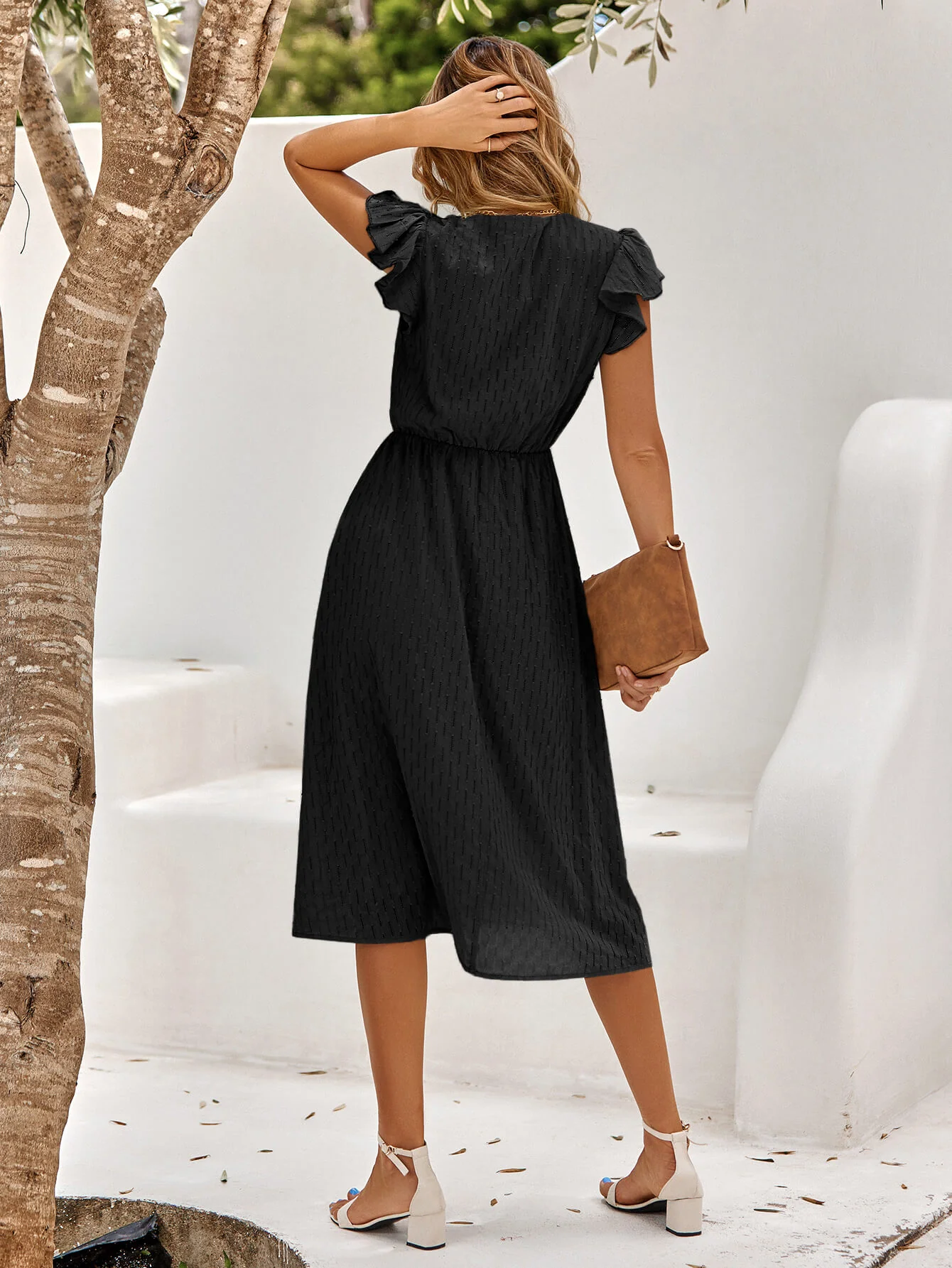 ALWAYS FALLING PAISLEY TIERED MIDI DRESS - BLACK - Image 3