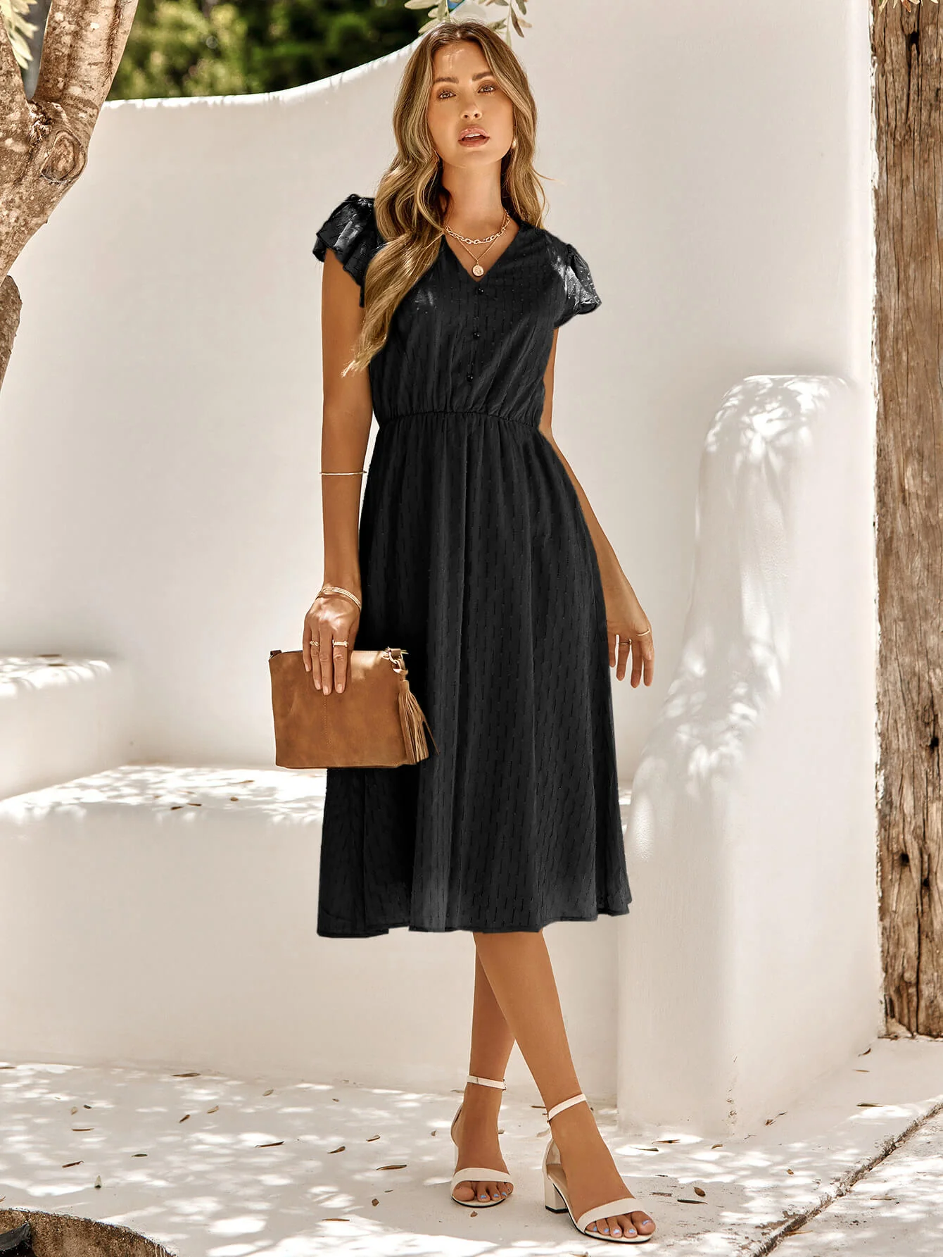 ALWAYS FALLING PAISLEY TIERED MIDI DRESS - BLACK - Image 5