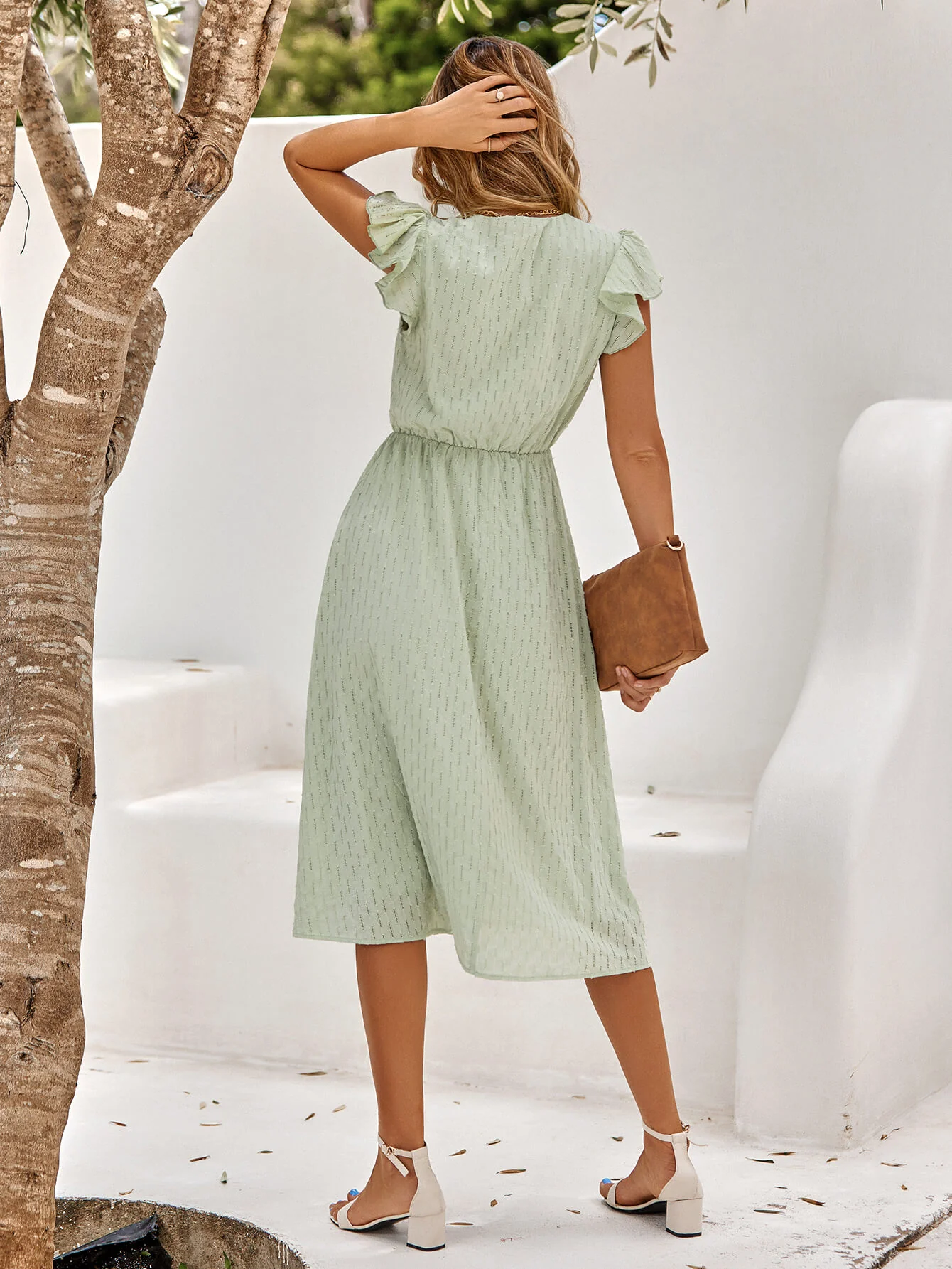 ALWAYS FALLING PAISLEY TIERED MIDI DRESS - SAGE - Image 4