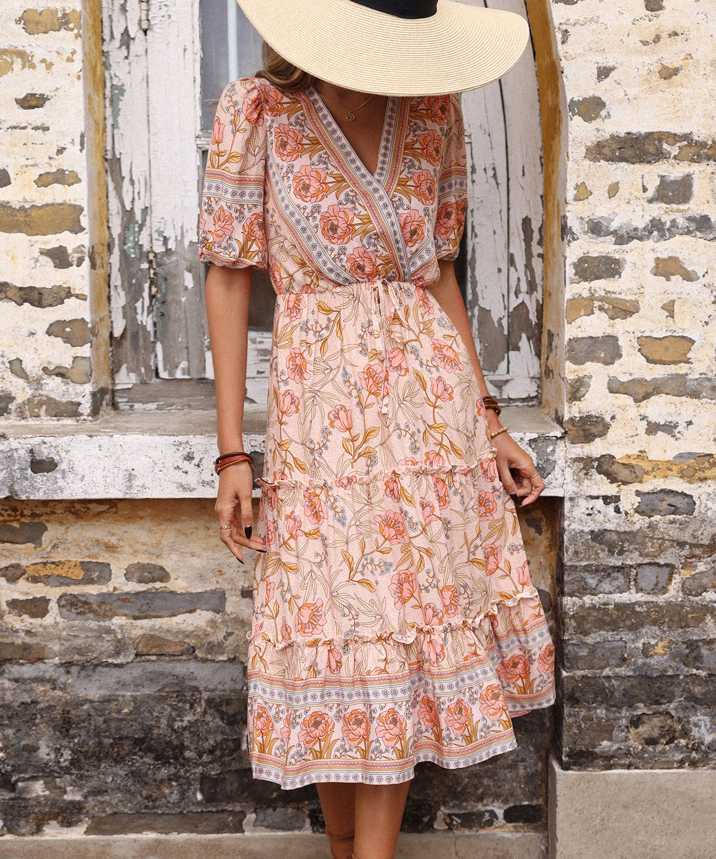 ALYANNA ROSE PRINT DRESS - PINK - Image 2