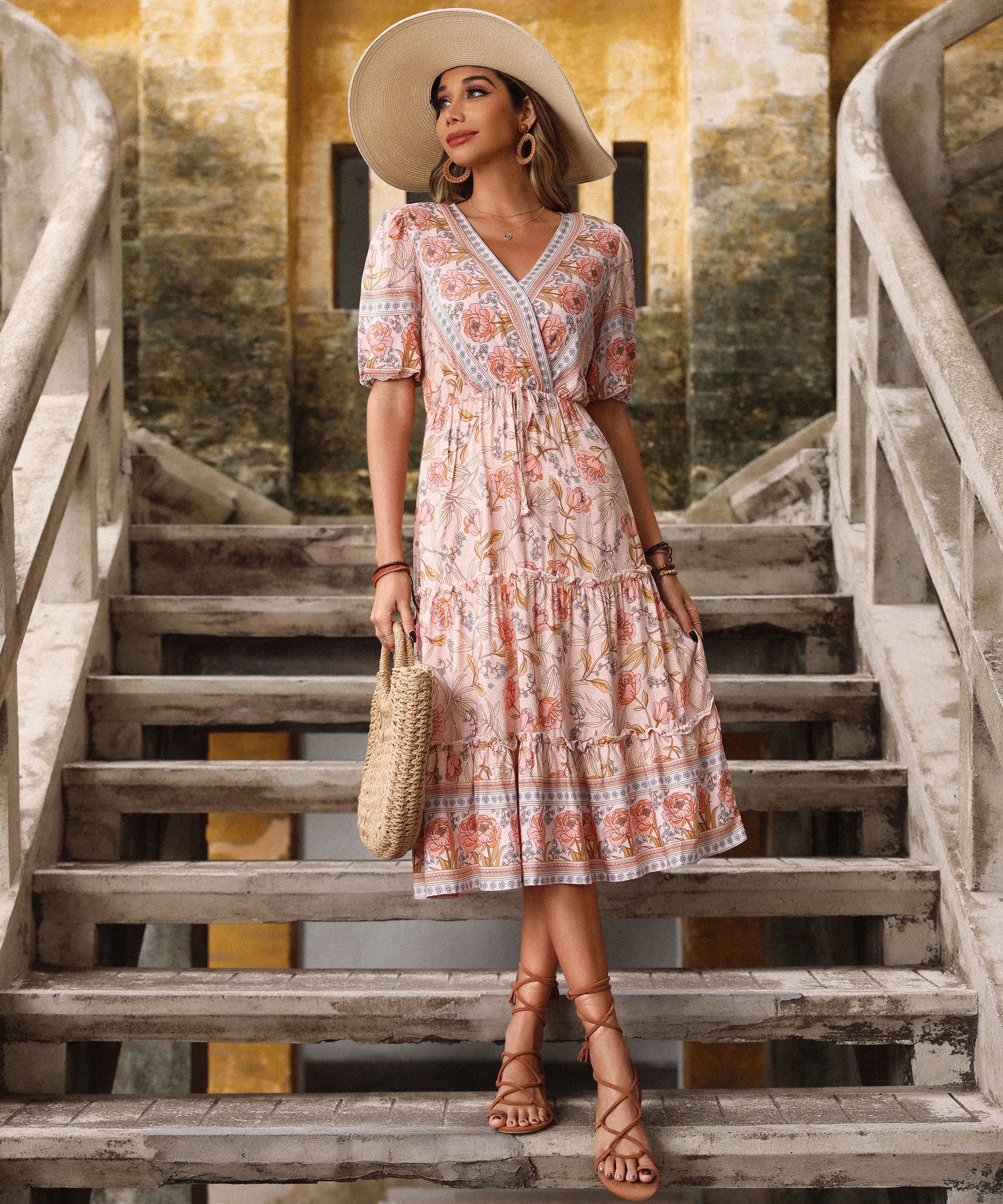 ALYANNA ROSE PRINT DRESS - PINK - Image 3