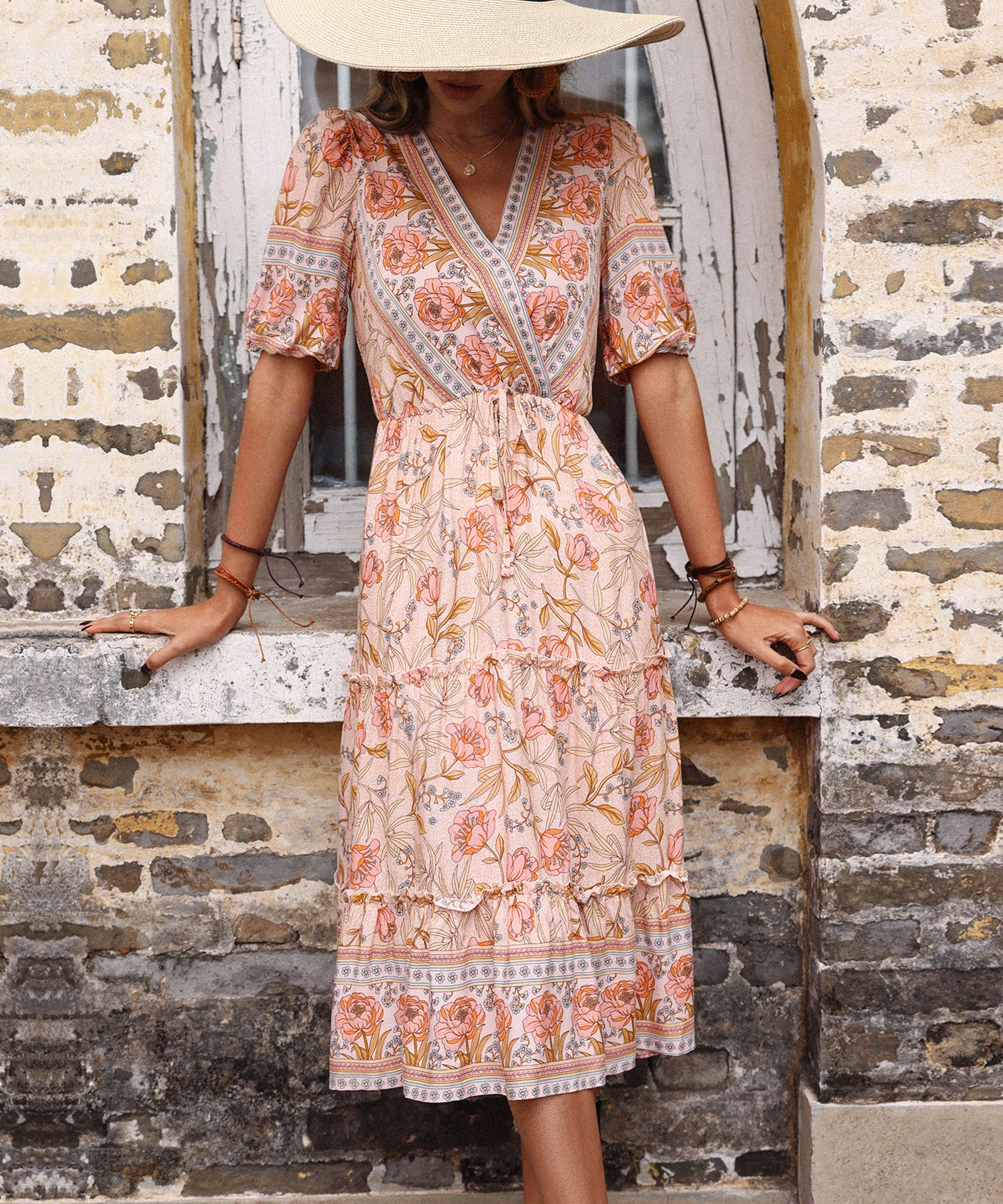 ALYANNA ROSE PRINT DRESS - PINK - Image 5