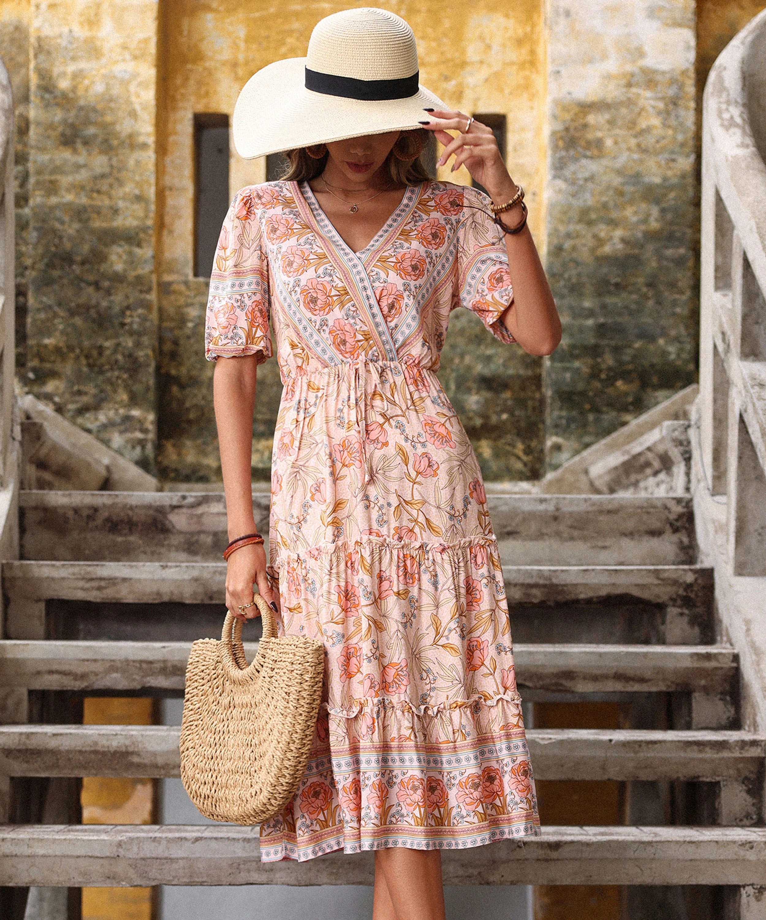 ALYANNA ROSE PRINT DRESS - PINK - Image 6