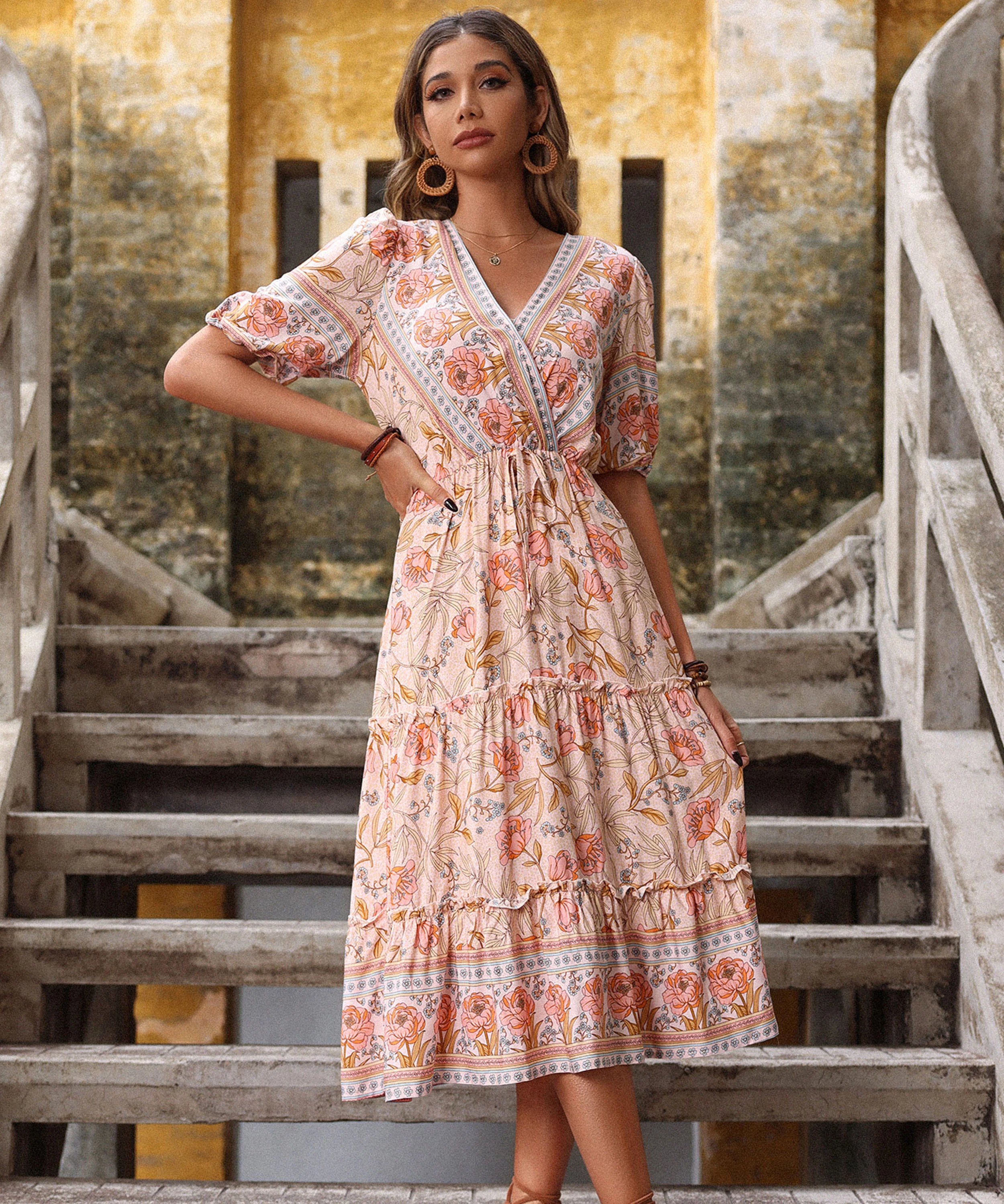 ALYANNA ROSE PRINT DRESS - PINK - Image 7