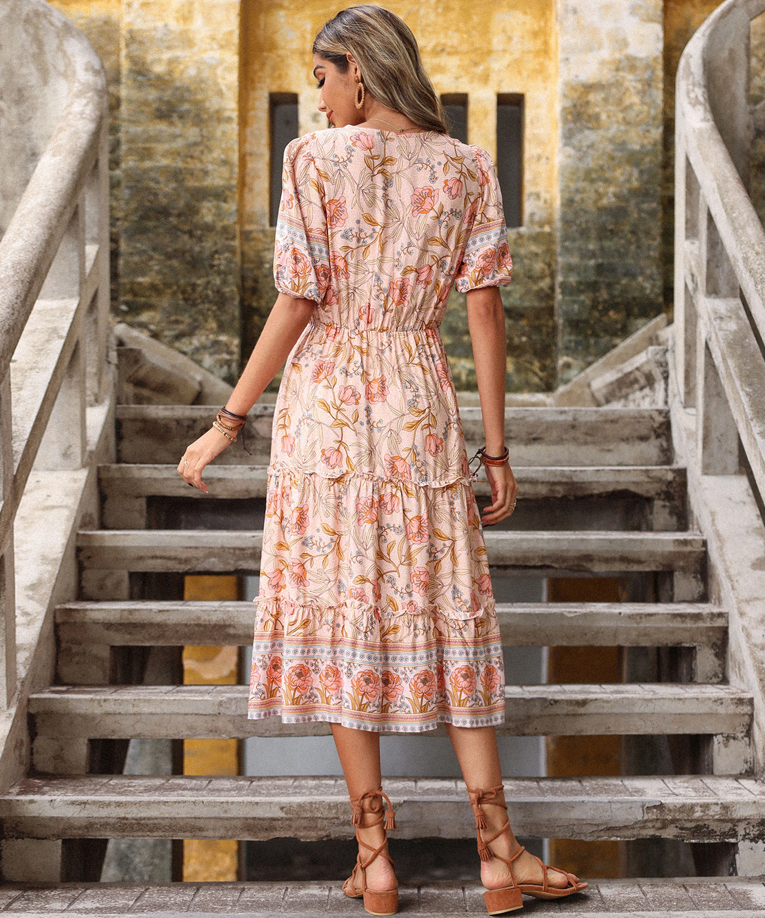 ALYANNA ROSE PRINT DRESS - PINK - Image 8