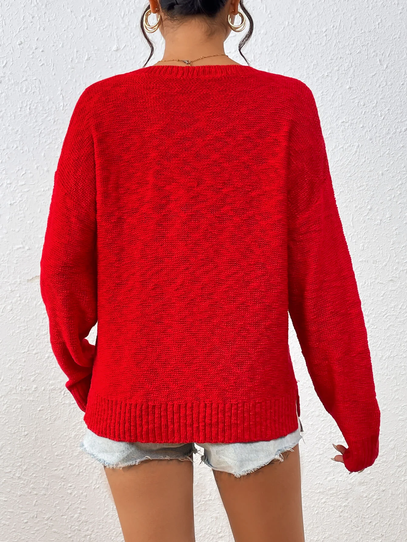 America Mom Knit Pullover Sweater - Red - Image 6