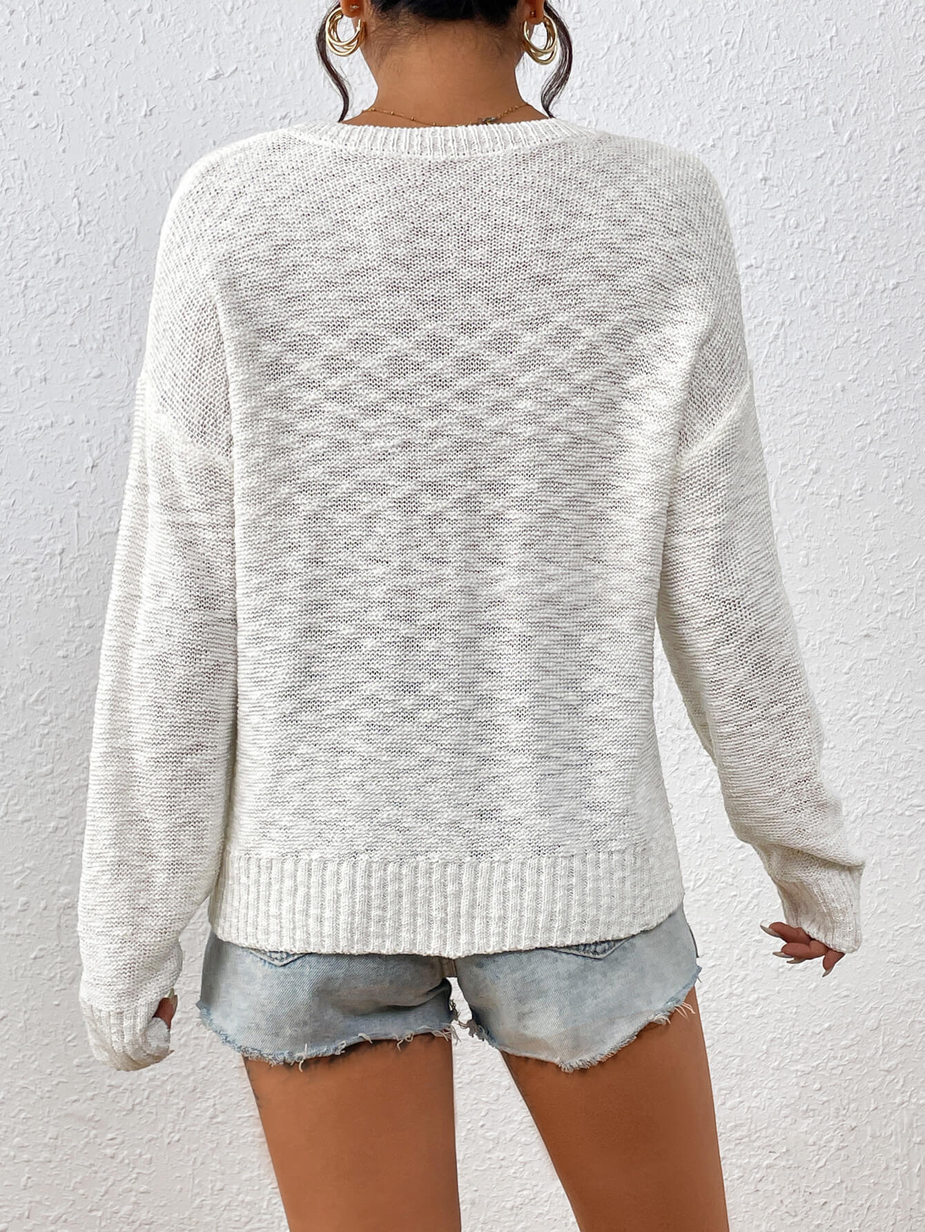 America Mom Knit Pullover Sweater - White - Image 6