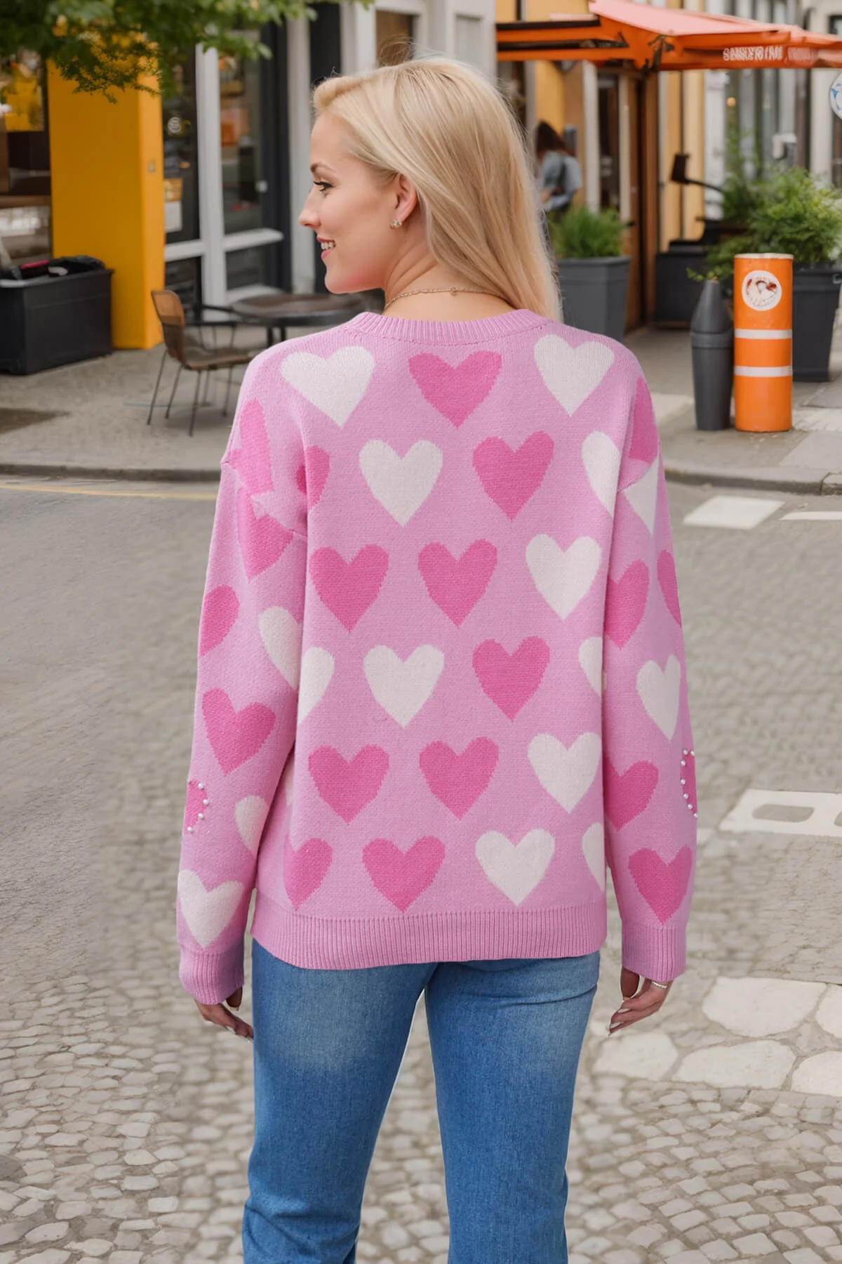 Angelina Heart Pearl Embellished Knit Sweater - Image 11