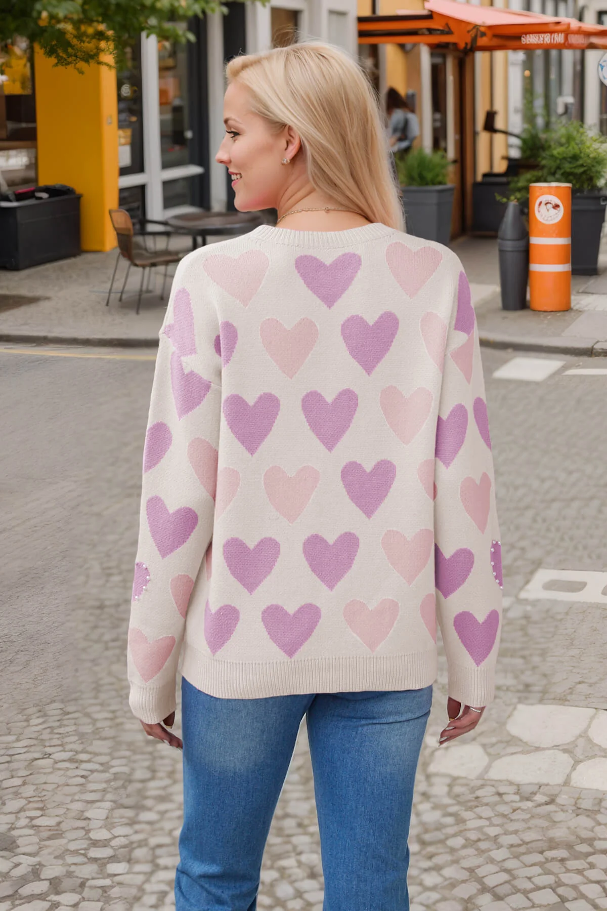 Angelina Heart Pearl Embellished Knit Sweater - Image 5