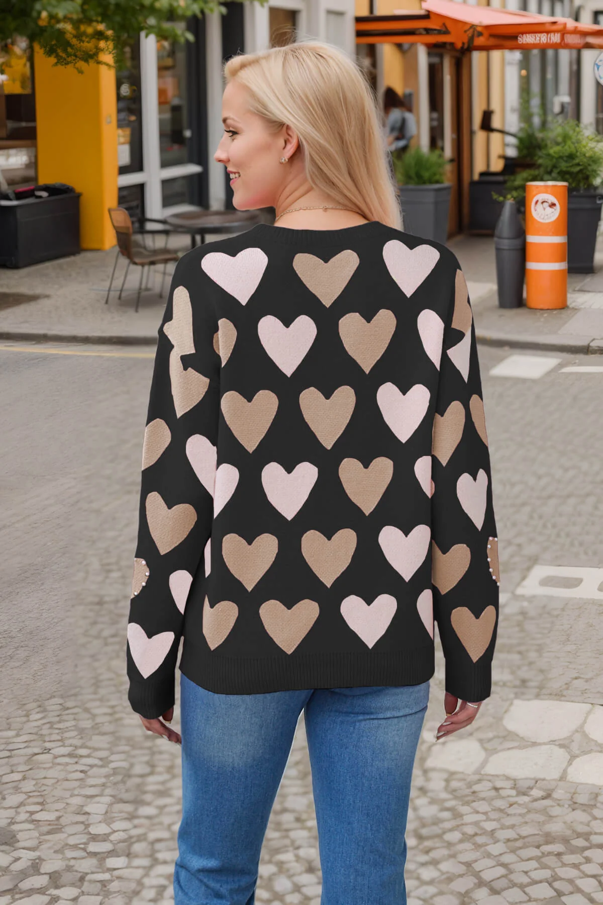 Angelina Heart Pearl Embellished Knit Sweater - Image 8