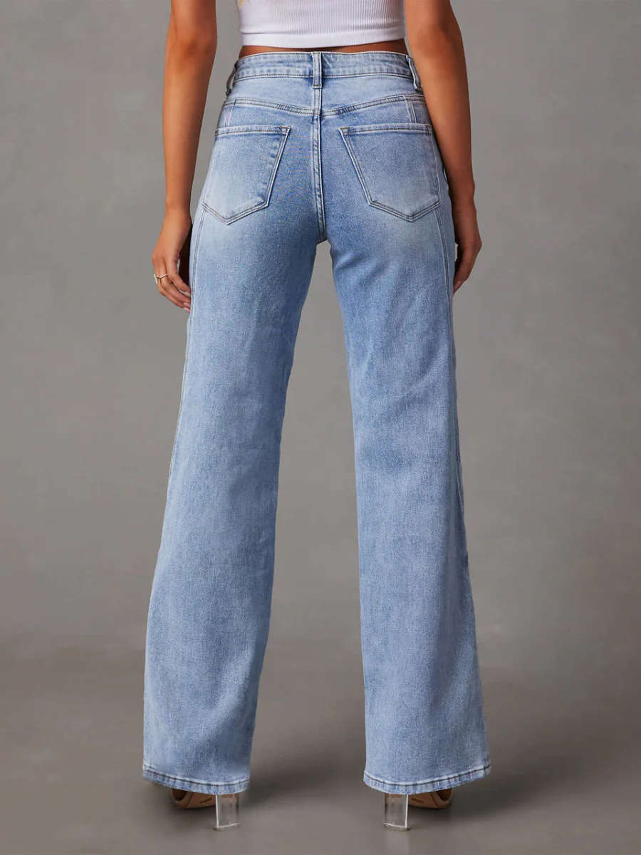 Ansel High Rise Straight Leg Jeans - Light Wash - Image 3