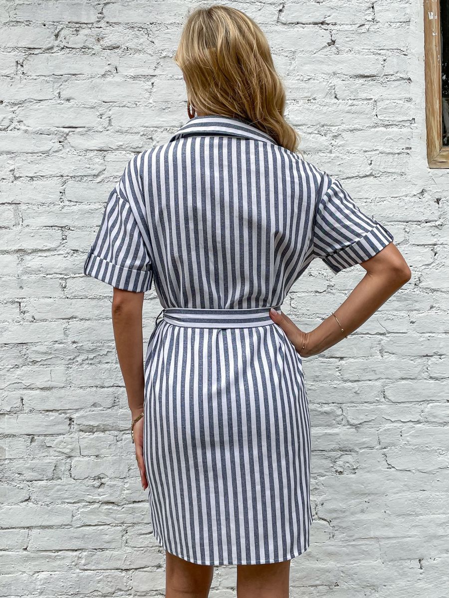 ANTONETTE DRESS - GREY STRIPE - Image 3