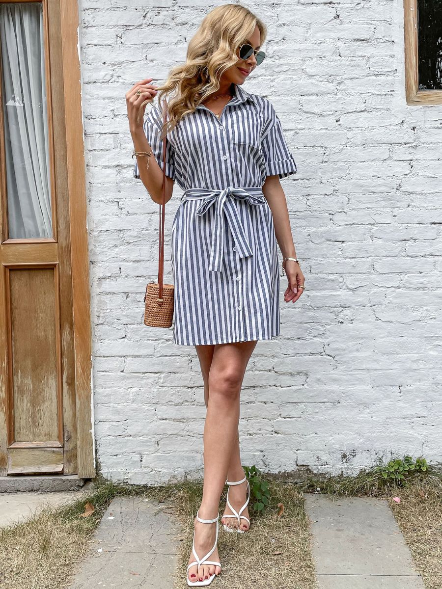 ANTONETTE DRESS - GREY STRIPE - Image 4