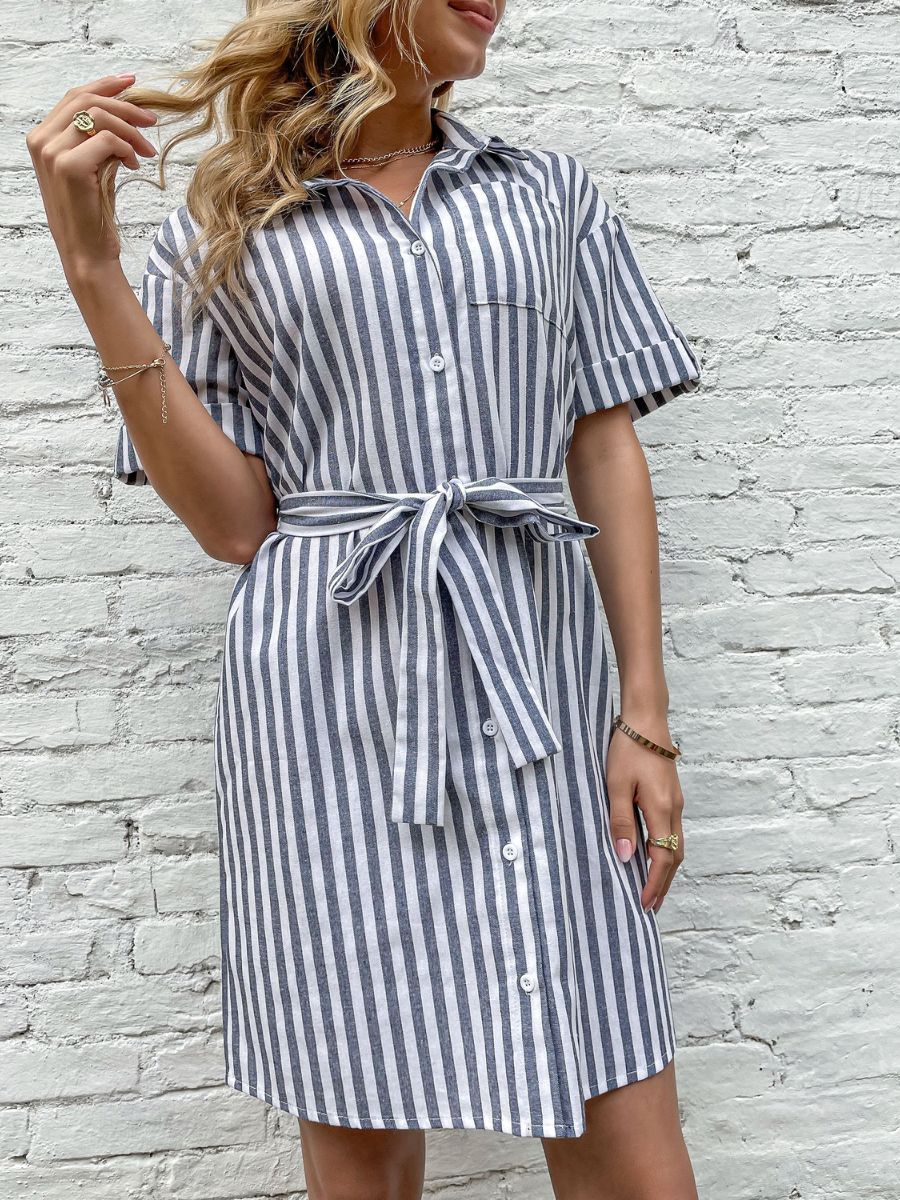ANTONETTE DRESS - GREY STRIPE - Image 5