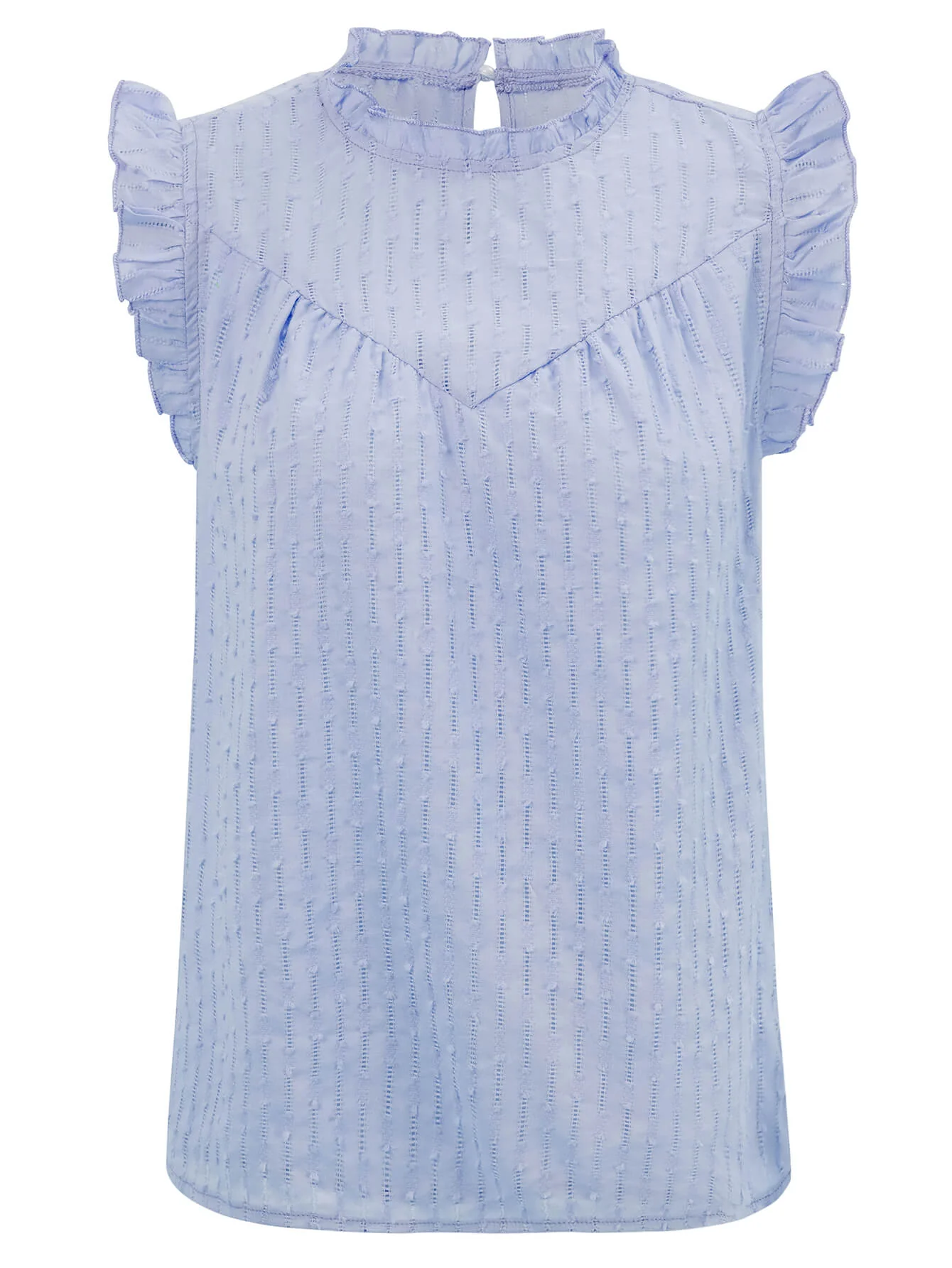 Arabella Eyelet Short Sleeve Top - Blue - Image 7