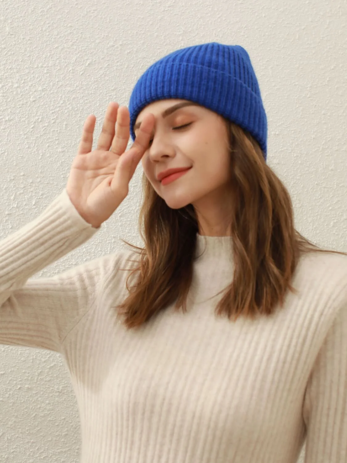 Arctic Velvet Wool Blend Beanie - Blue - Image 2