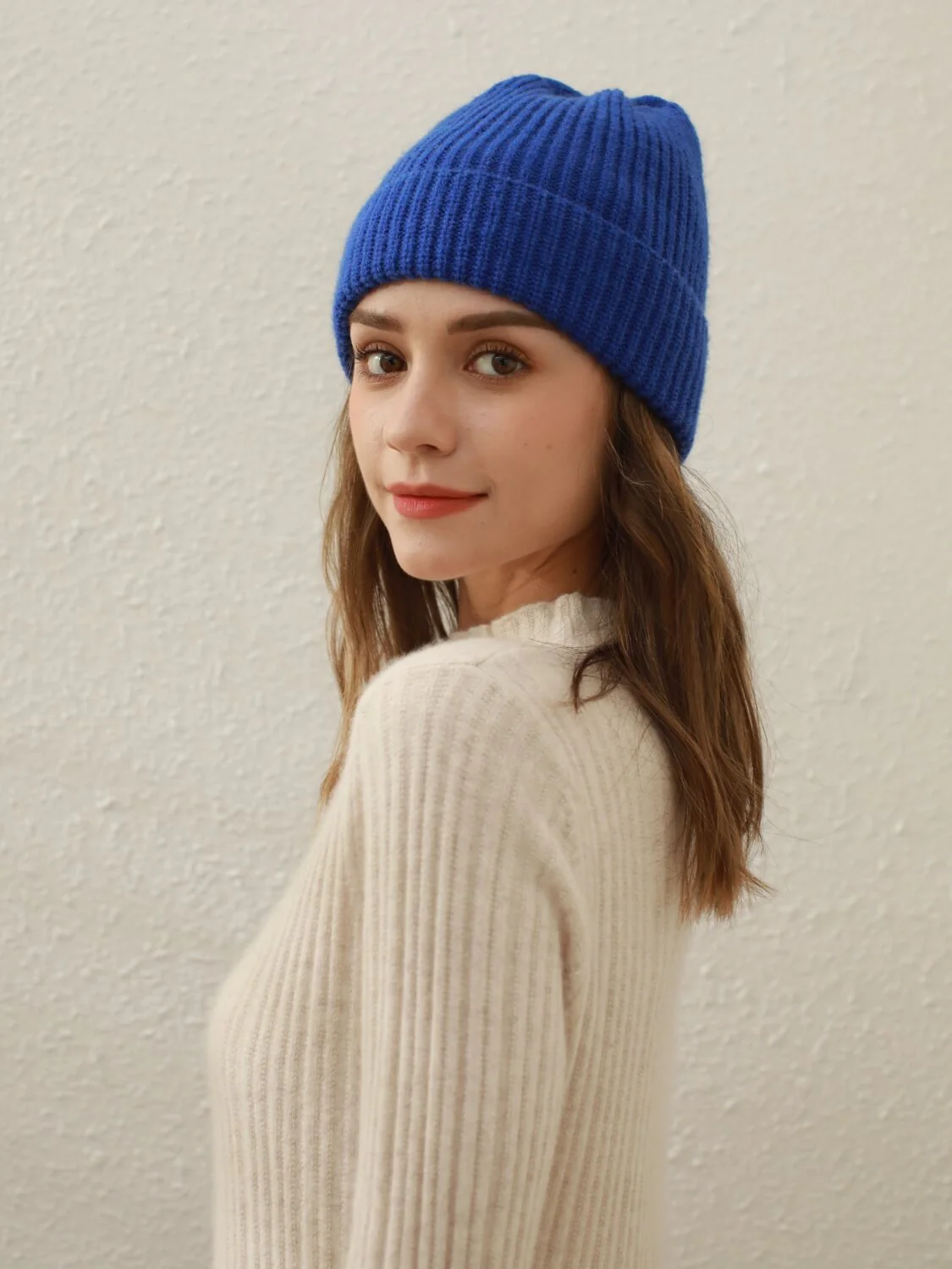 Arctic Velvet Wool Blend Beanie - Blue - Image 3