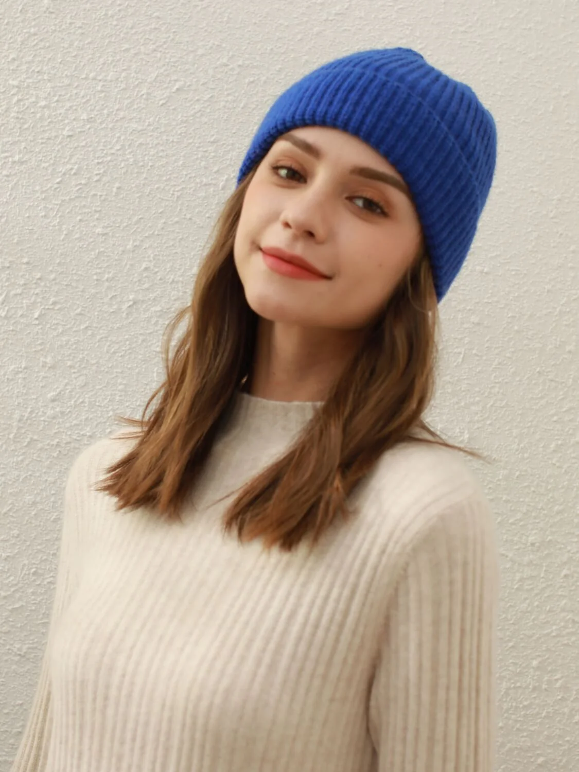 Arctic Velvet Wool Blend Beanie - Blue - Image 4