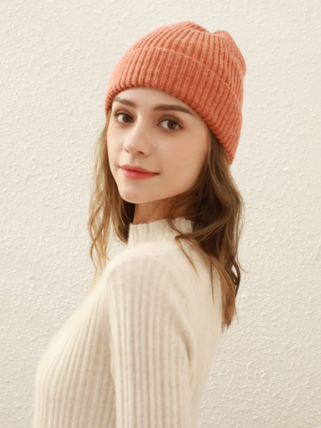 Arctic Velvet Wool Blend Beanie - orange - Image 3