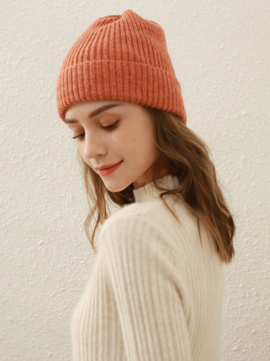 Arctic Velvet Wool Blend Beanie - orange - Image 4