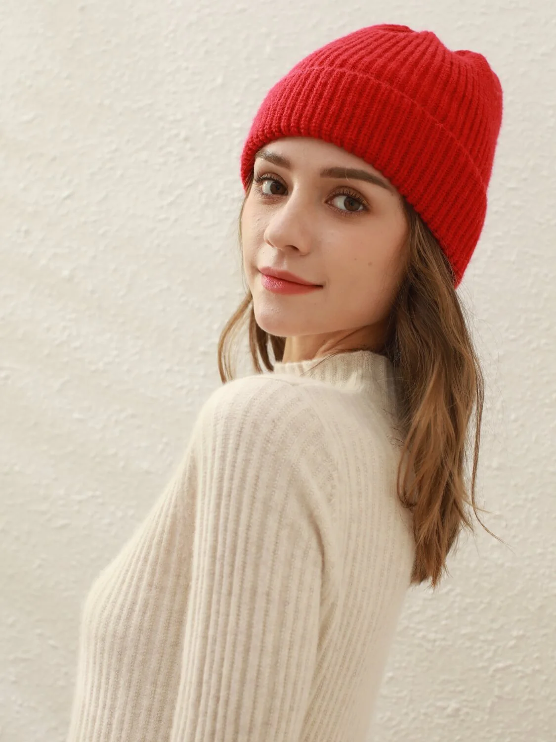 Arctic Velvet Wool Blend Beanie - red - Image 2