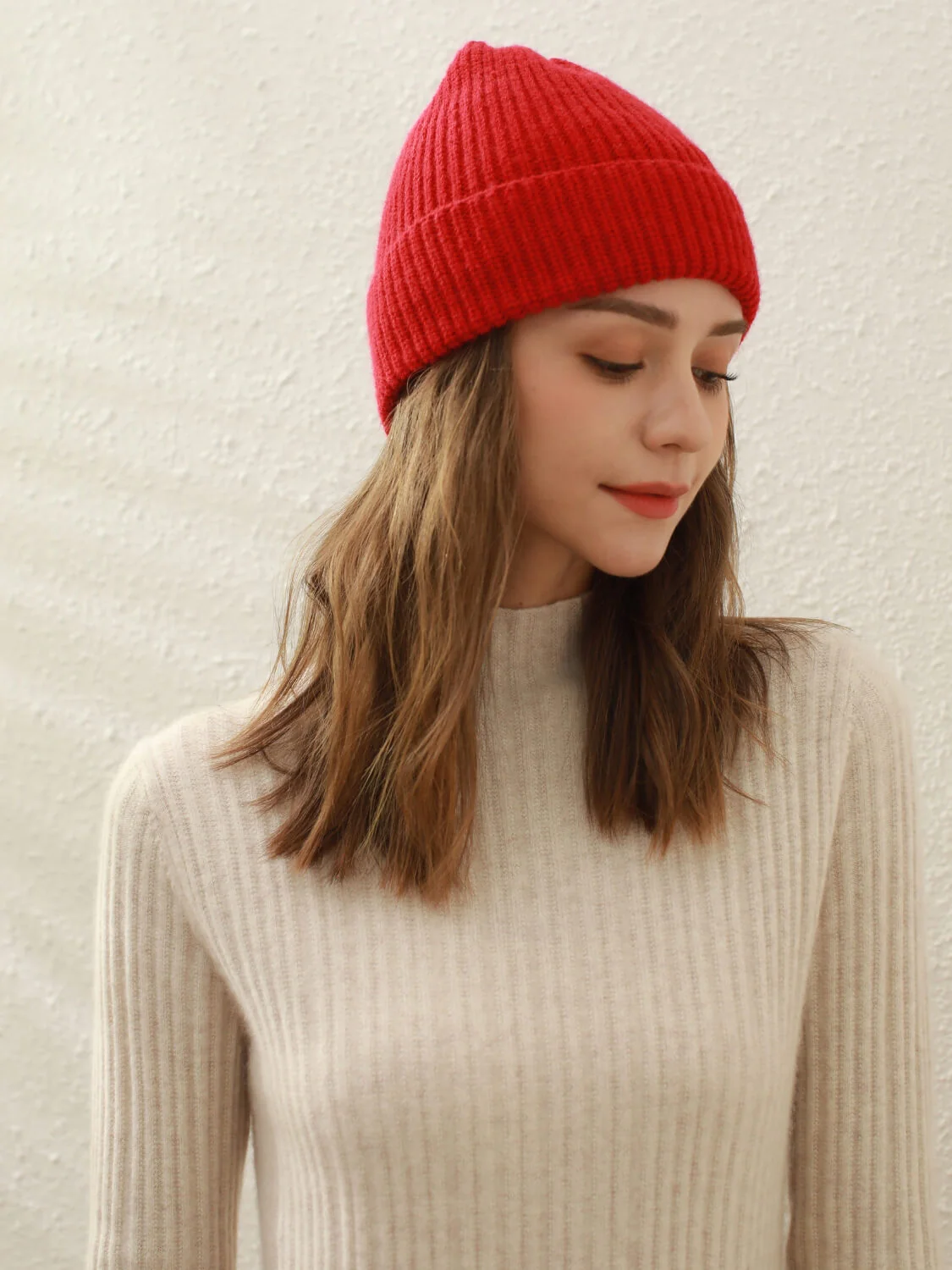 Arctic Velvet Wool Blend Beanie - red - Image 3