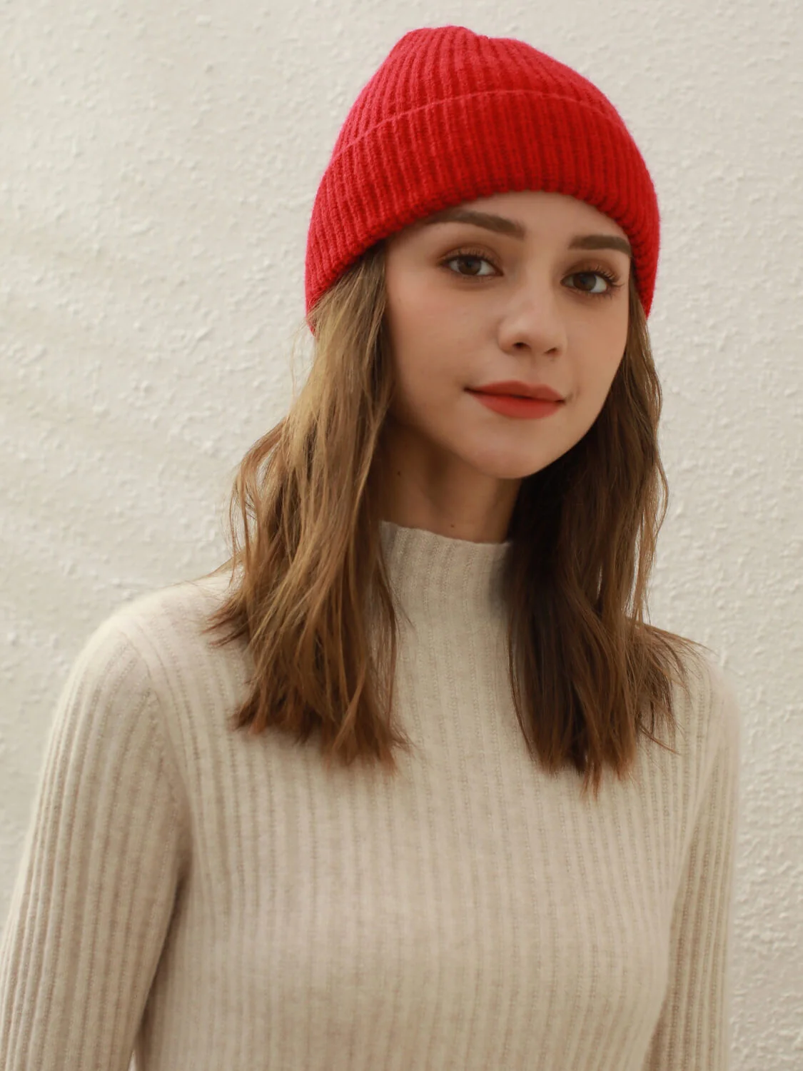 Arctic Velvet Wool Blend Beanie - red - Image 4