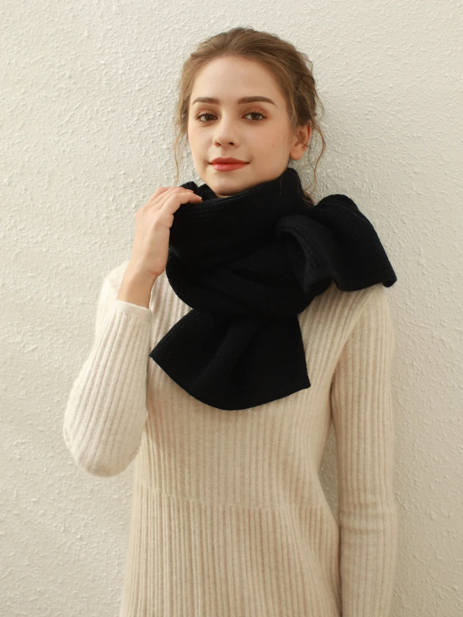 Arielle Cashmere blend Thread Scarf - Black - Image 3