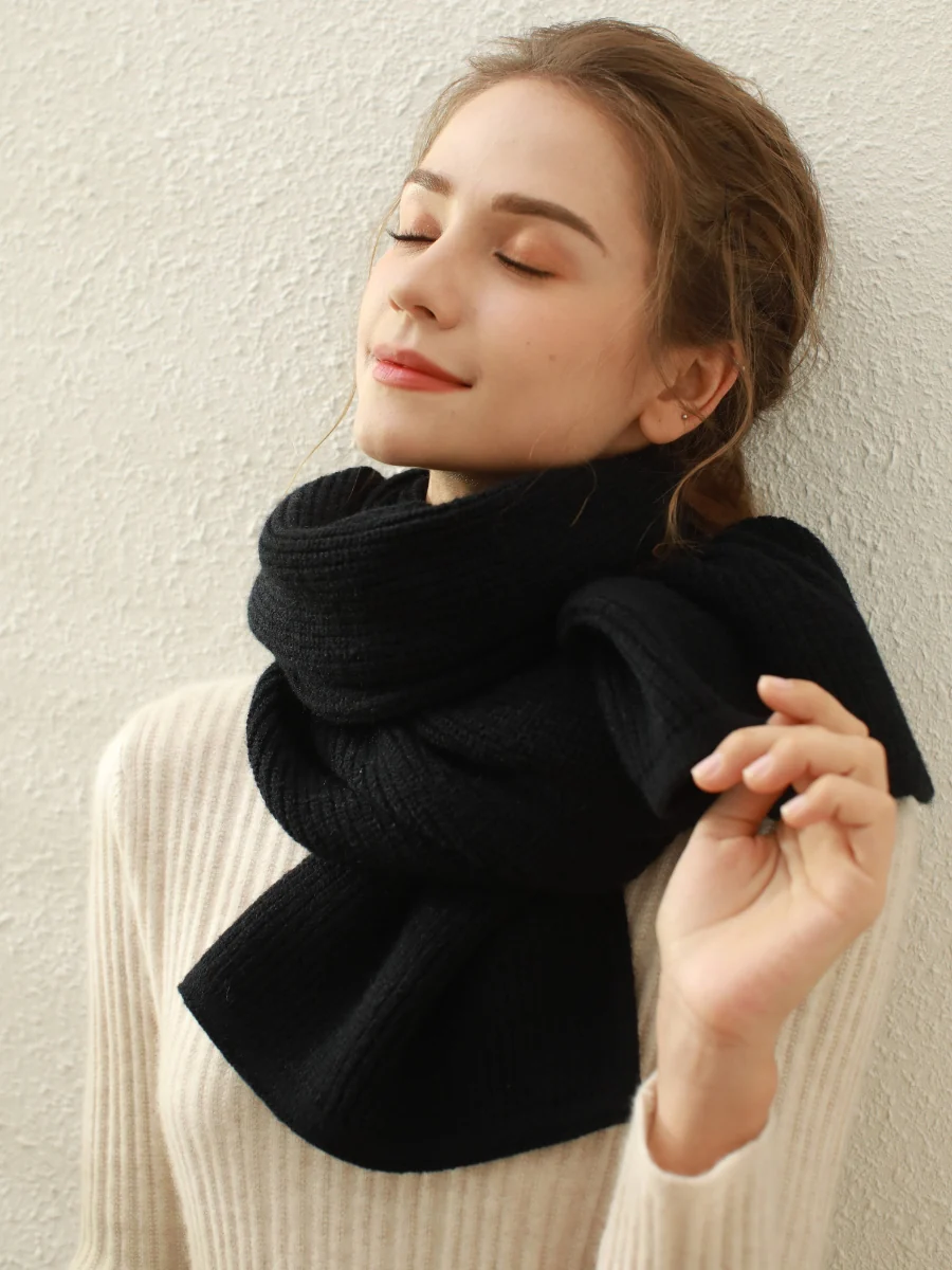 Arielle Cashmere blend Thread Scarf - Black - Image 4